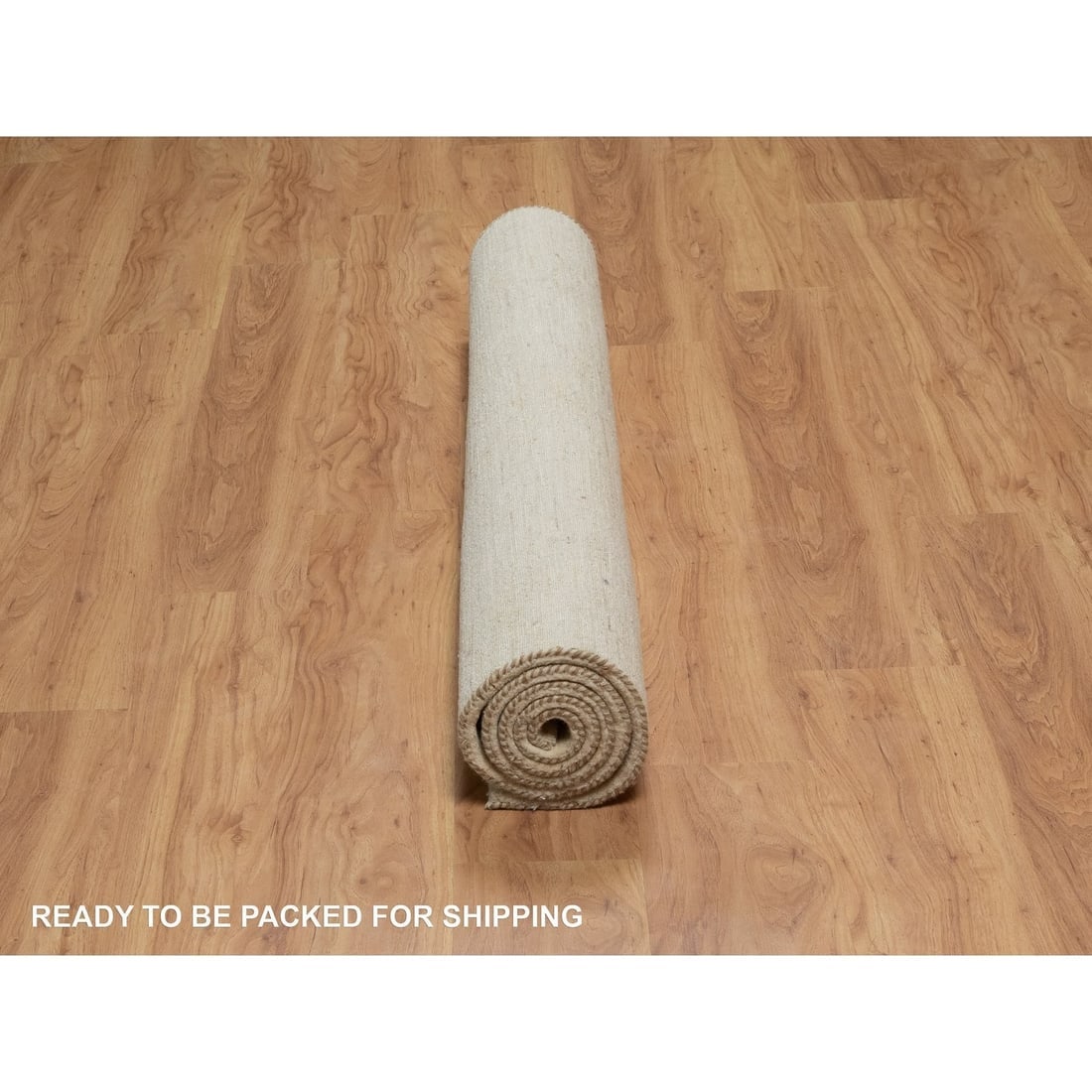 Bone White Modern Plain Design Lori Buft Gabbeh Hand Knotted Wool Rug - 6