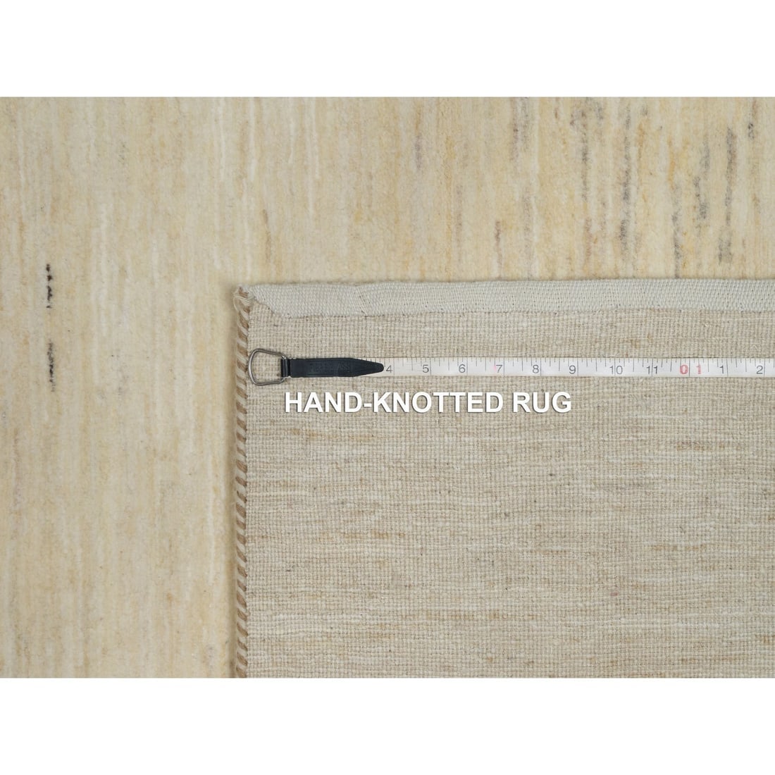Bone White Modern Plain Design Lori Buft Gabbeh Hand Knotted Wool Rug - 8