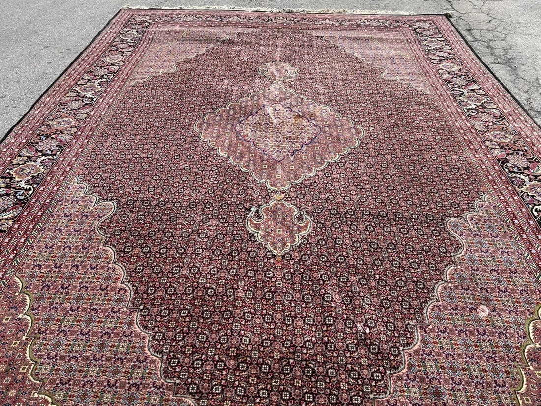 Hand Knotted Persian Tabriz Rug 13.3x9.10 ft - 2