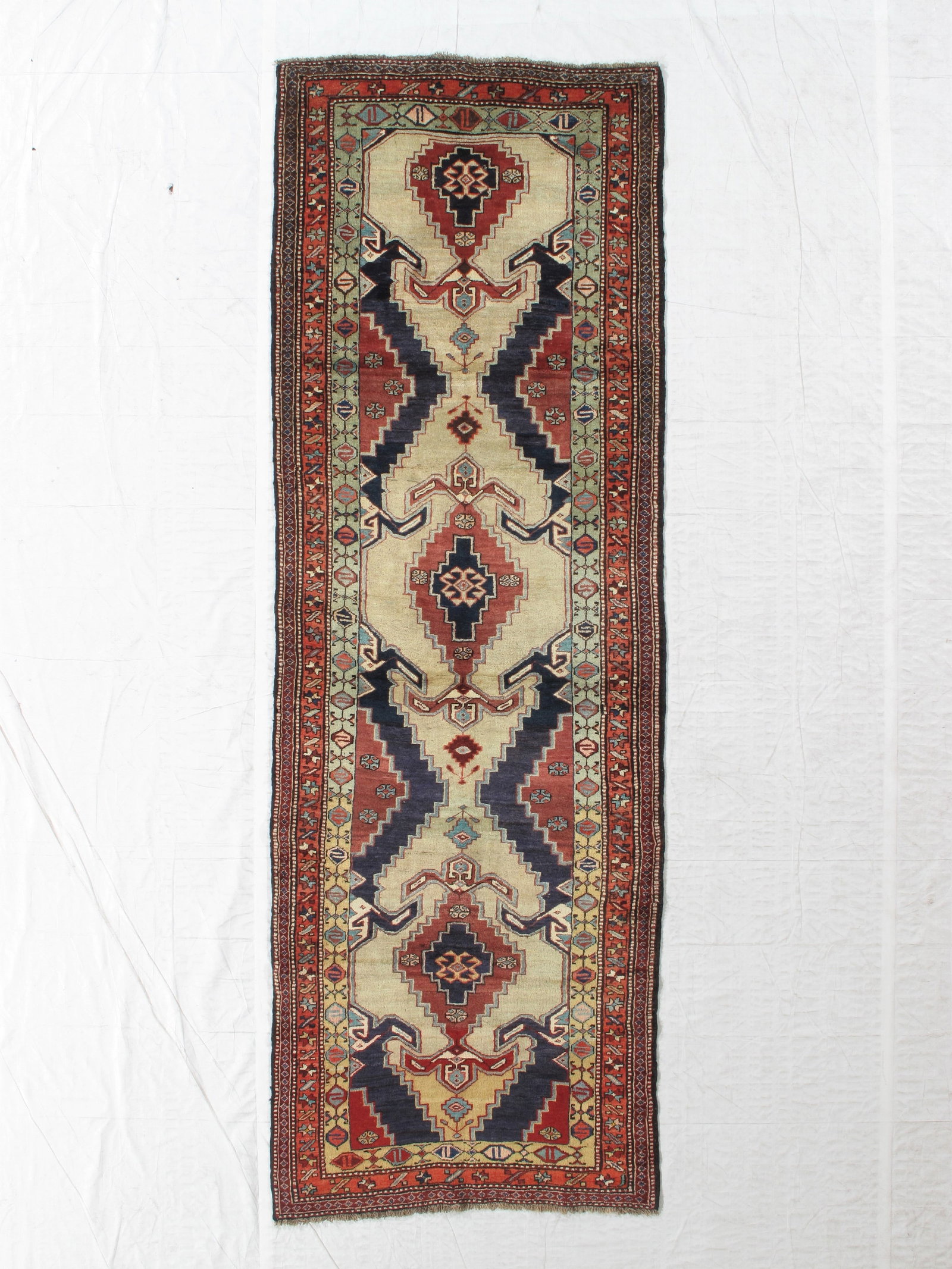 Hand Knotted Persian Ardibil Rug 3.7x10.9 ft: Title:Hand Knotted Persian Ardibil Rug 3.7x10.9 ft Description:Hand Knotted Persian Ardibil Rug 3.7x10.9 ft Size:3.7x10.9 ft Circa:1980 Origin: Material:100 %Wool Reserve: $350.00 Shipping: Domestic: