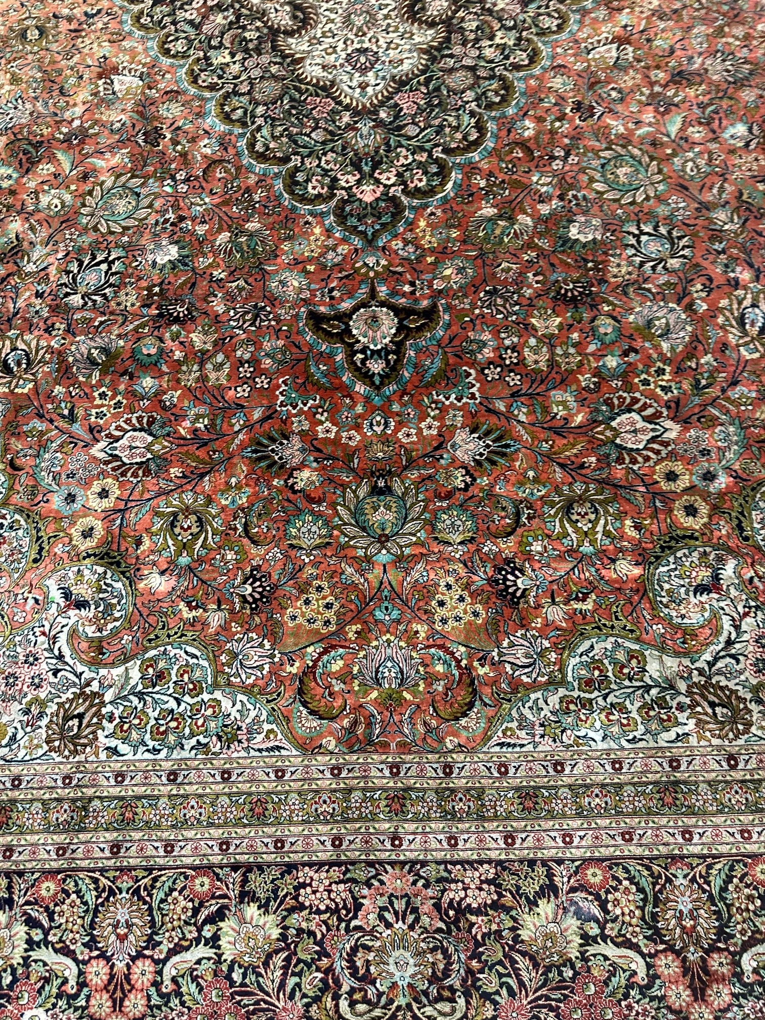 Very Fine Hand Knotted Persian Qum Silk Rug 10x13 ft. - 2