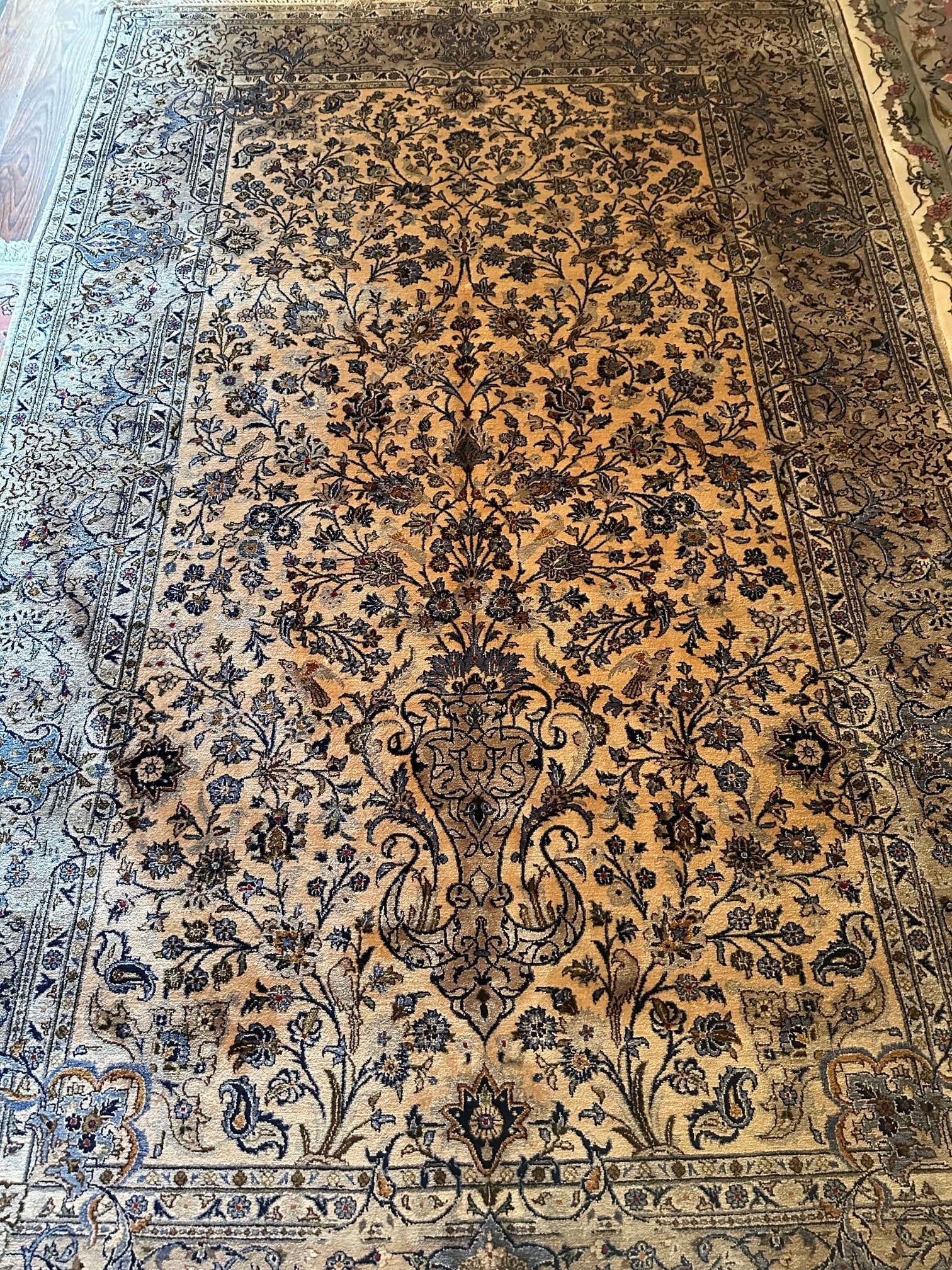 Very Fine Hand Knotted Persian Silk Rug 6.4x4.2 ft - 12