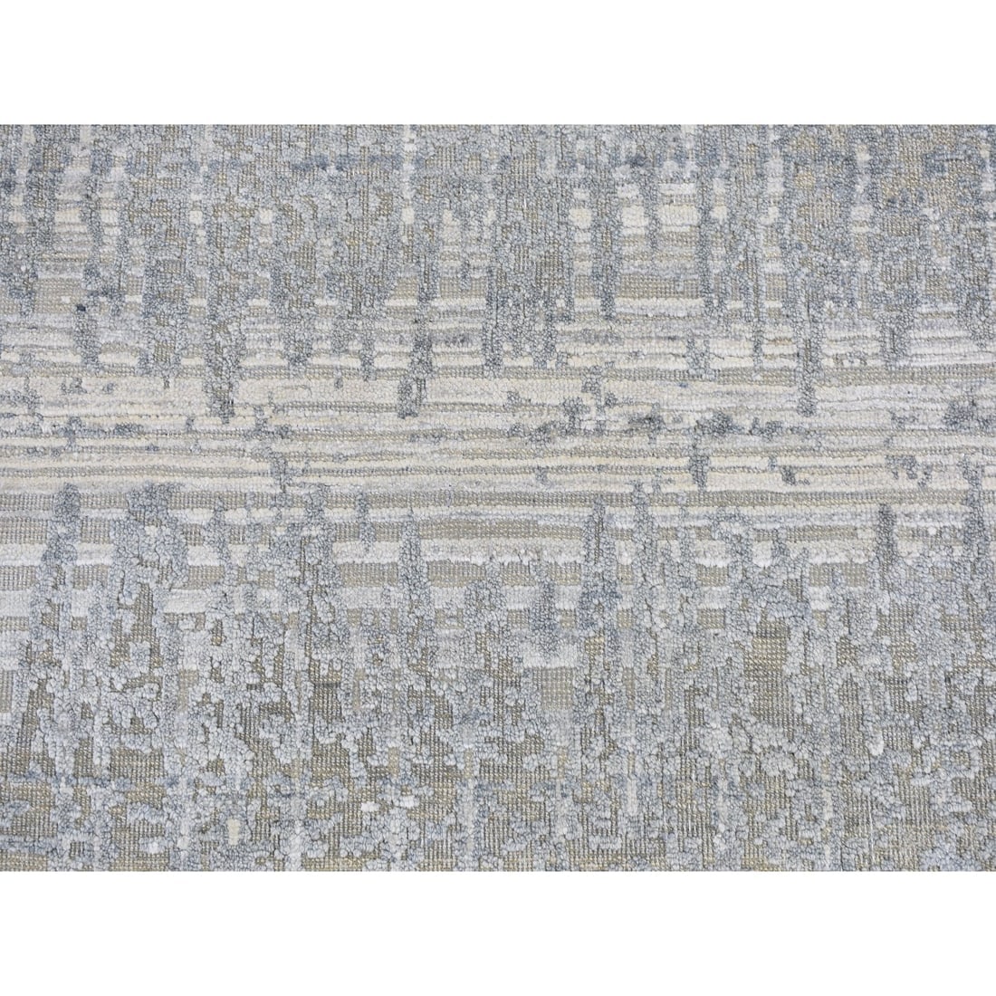 Cardiac Design with Pastel Colors Round Textured Wool and Pure Silk Rug - 5