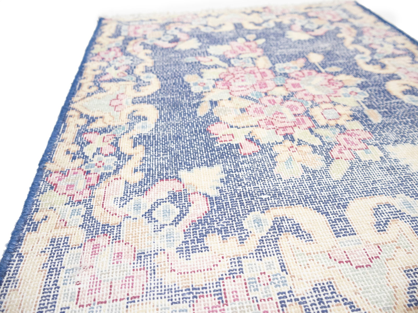 Antique Muted Navy Floral 1'7X2 Distressed Vintage Oriental Rug - 10
