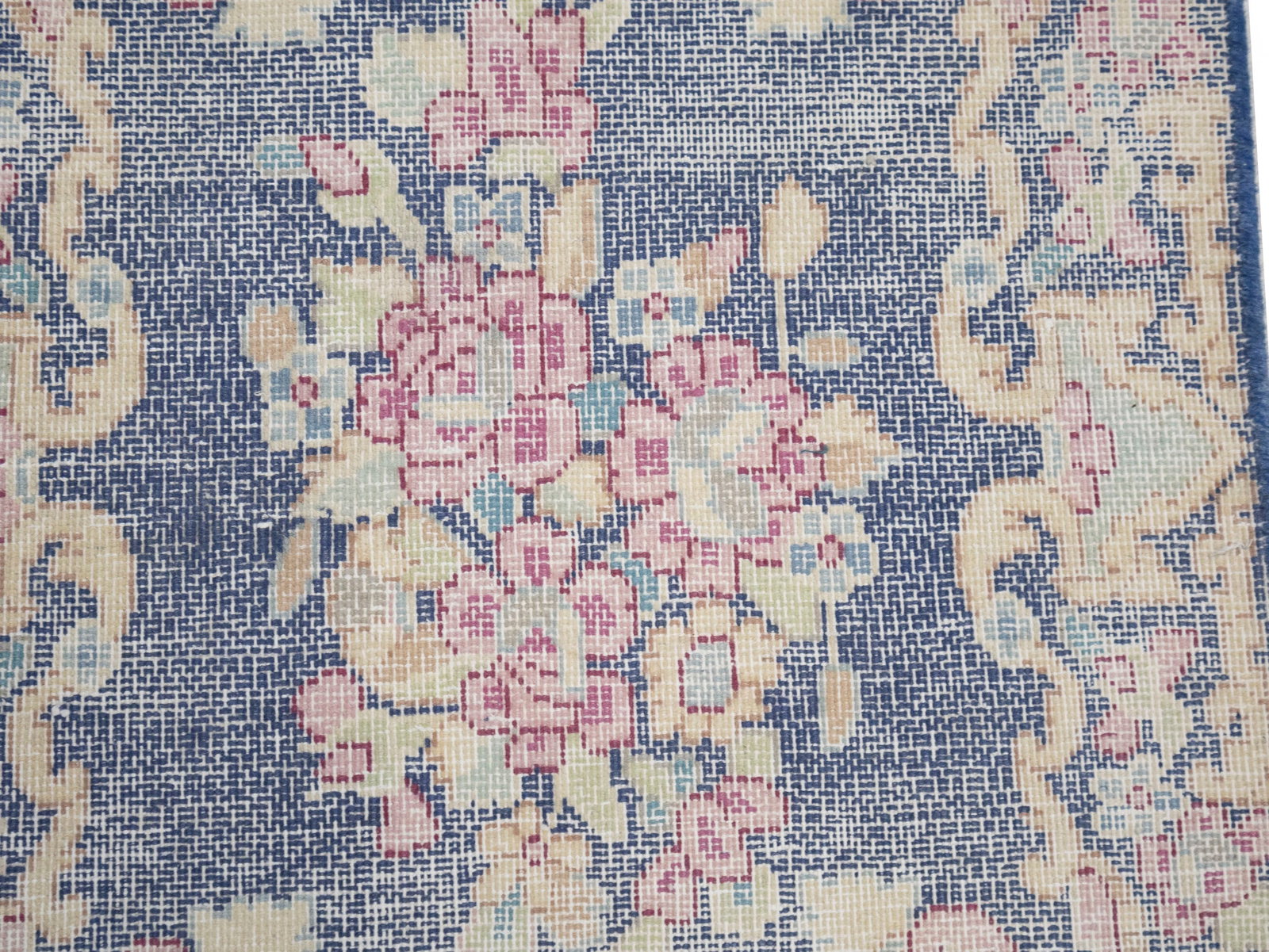 Antique Muted Navy Floral 1'7X2 Distressed Vintage Oriental Rug - 8