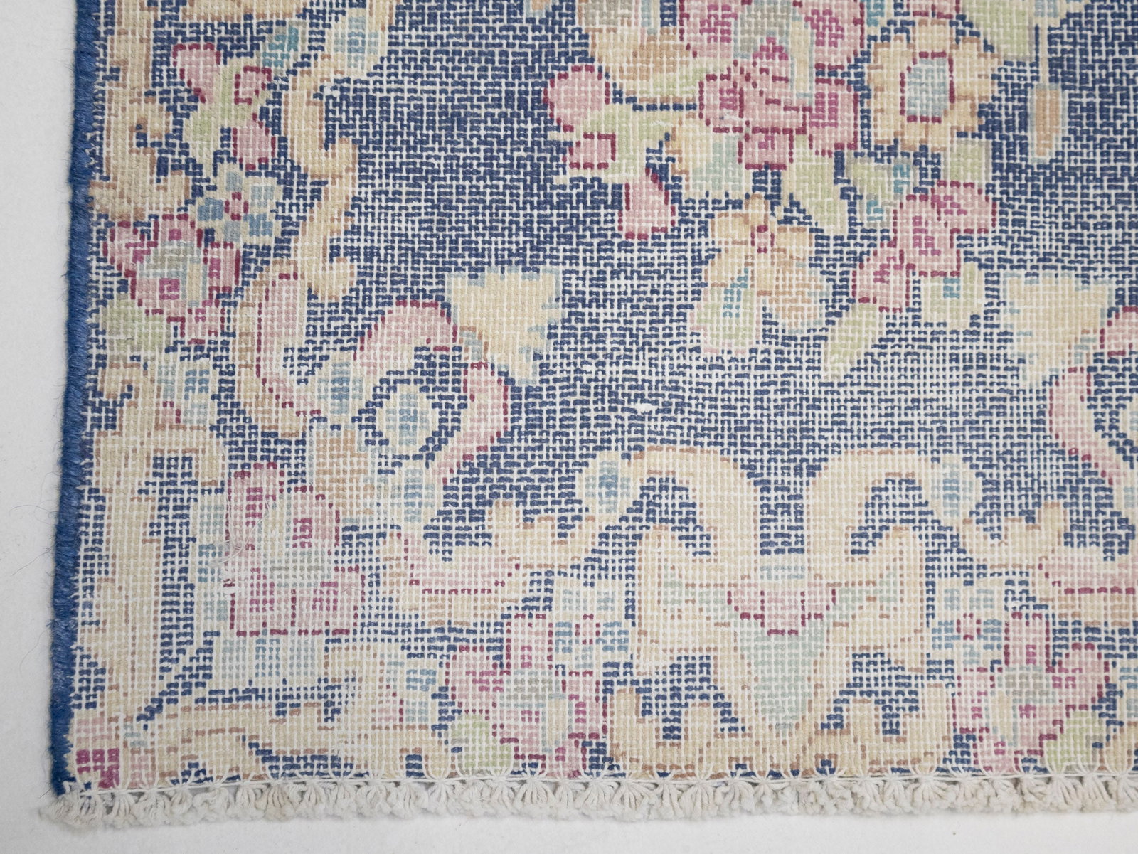 Antique Muted Navy Floral 1'7X2 Distressed Vintage Oriental Rug - 9