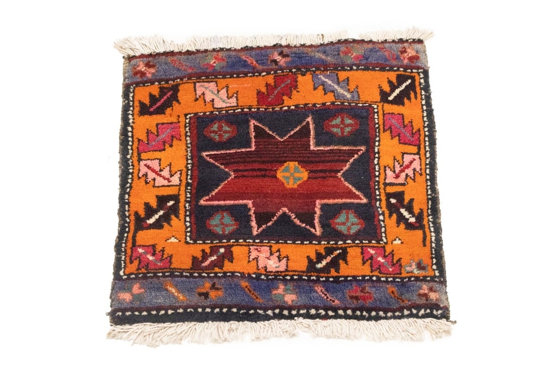 Vintage Geometric Tribal 1'8X1'8 Heriz Persian Square Rug - 3