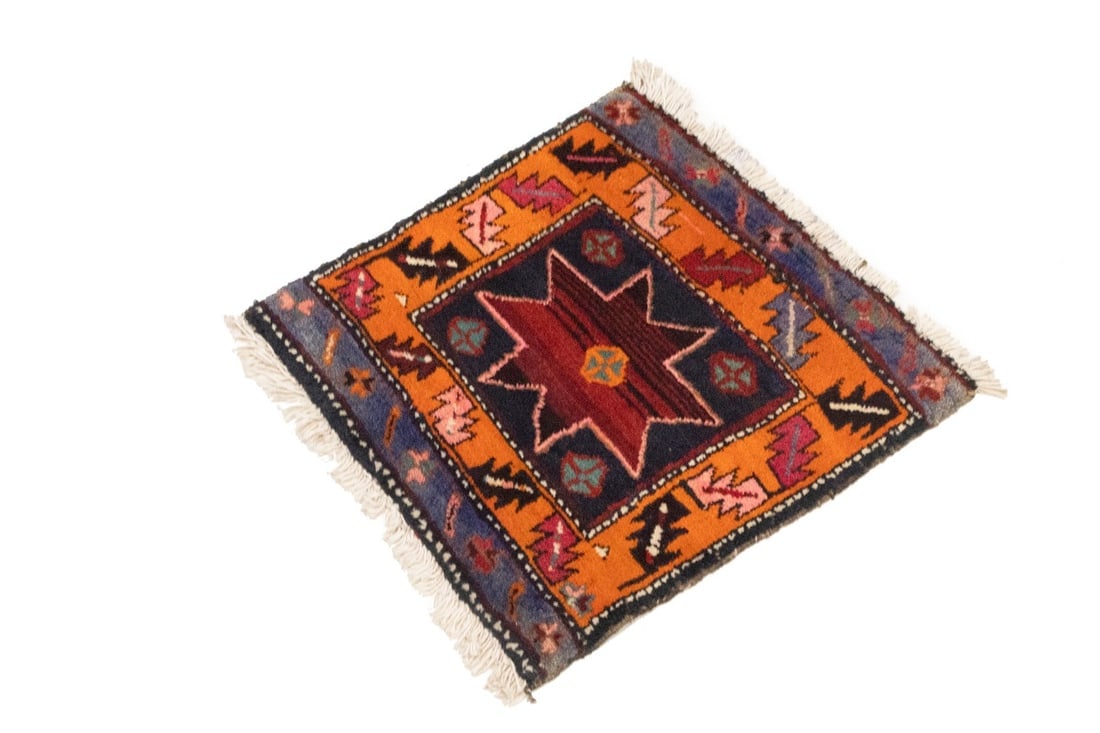 Vintage Geometric Tribal 1'8X1'8 Heriz Persian Square Rug - 4
