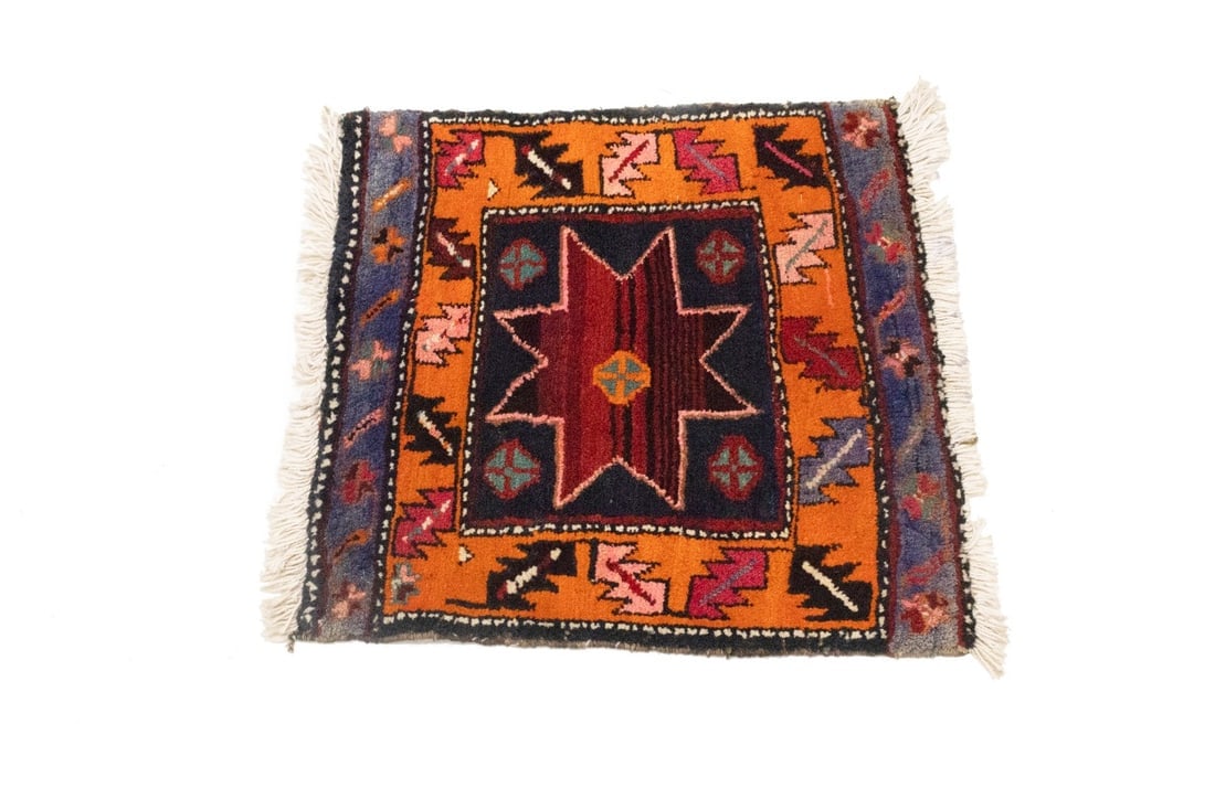 Vintage Geometric Tribal 1'8X1'8 Heriz Persian Square Rug - 5
