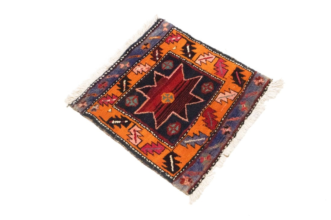 Vintage Geometric Tribal 1'8X1'8 Heriz Persian Square Rug - 6