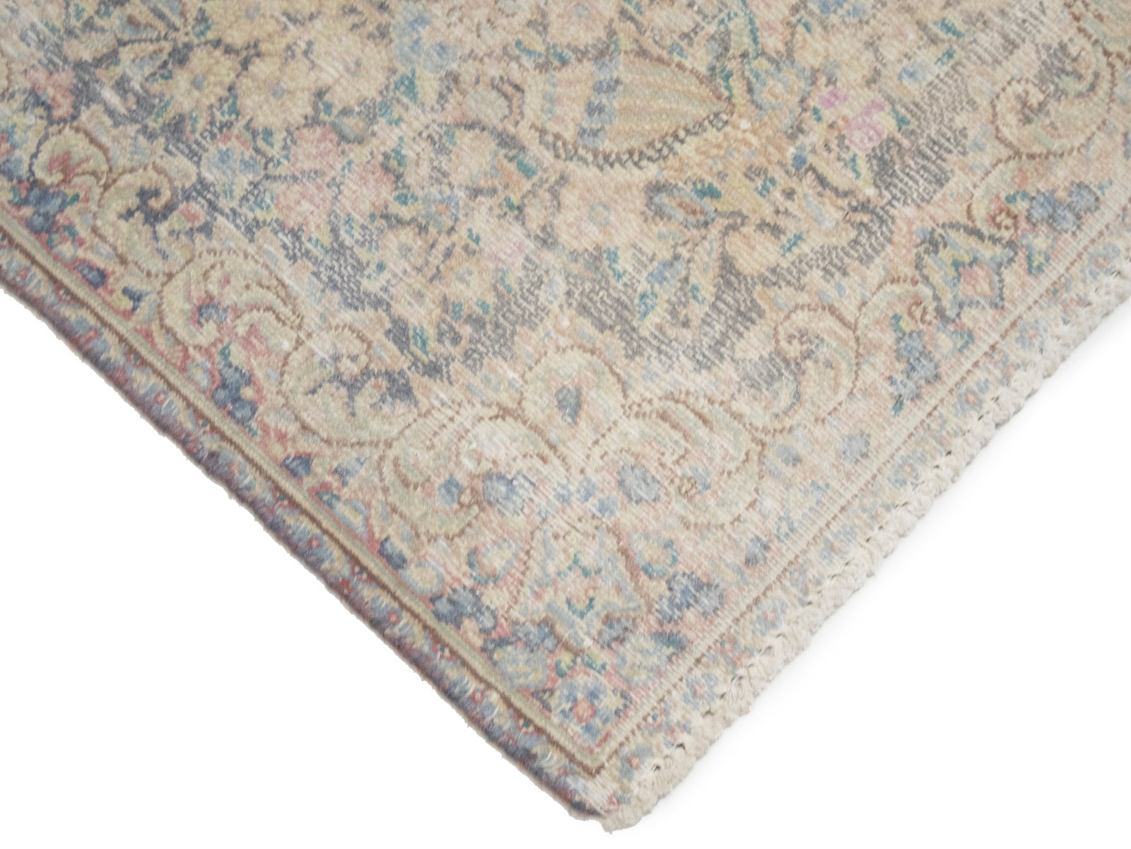 Antique Muted Gray Floral 1'9X2'4 Distressed Vintage Oriental Rug - 10