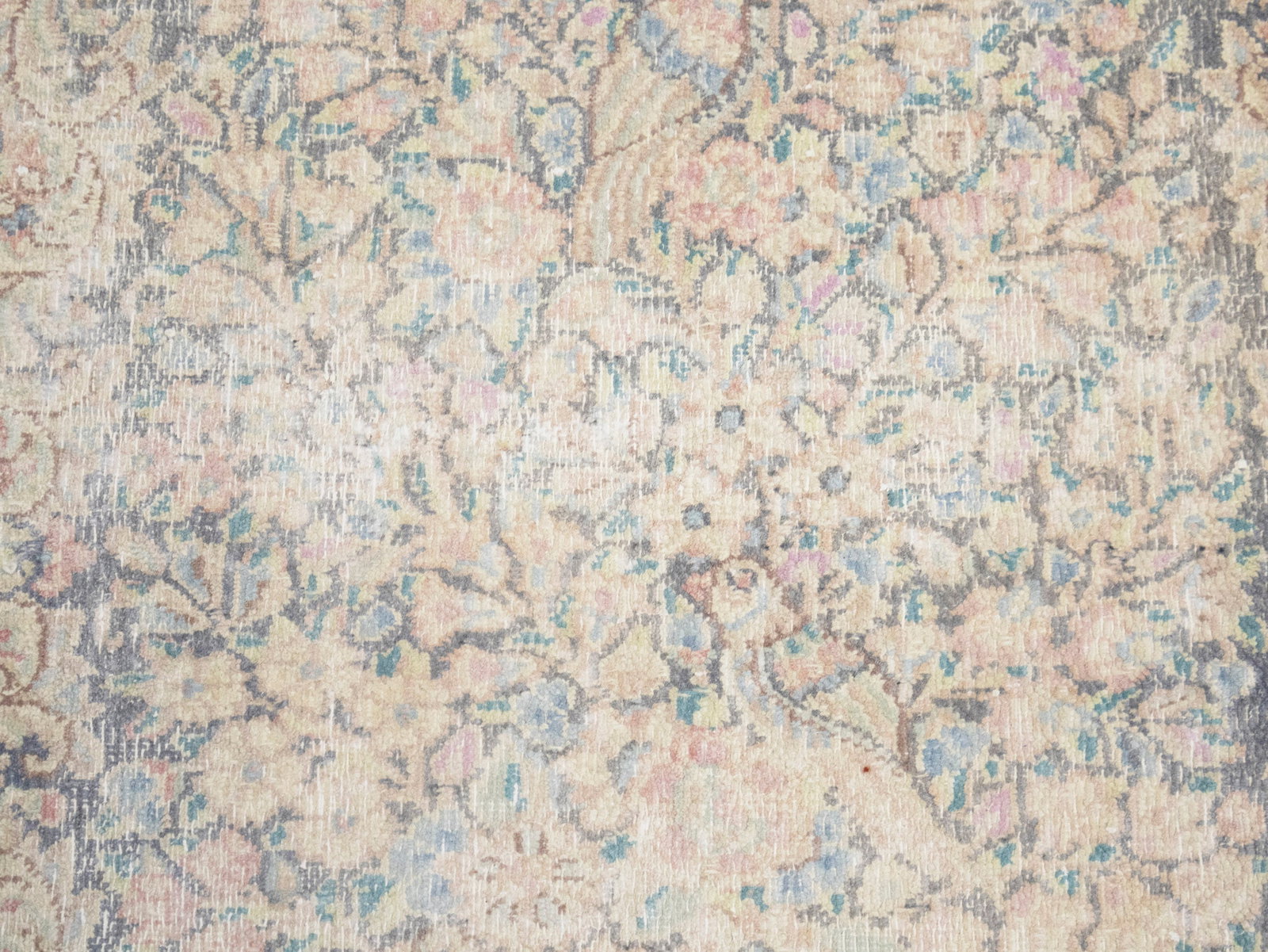 Antique Muted Gray Floral 1'9X2'4 Distressed Vintage Oriental Rug - 8