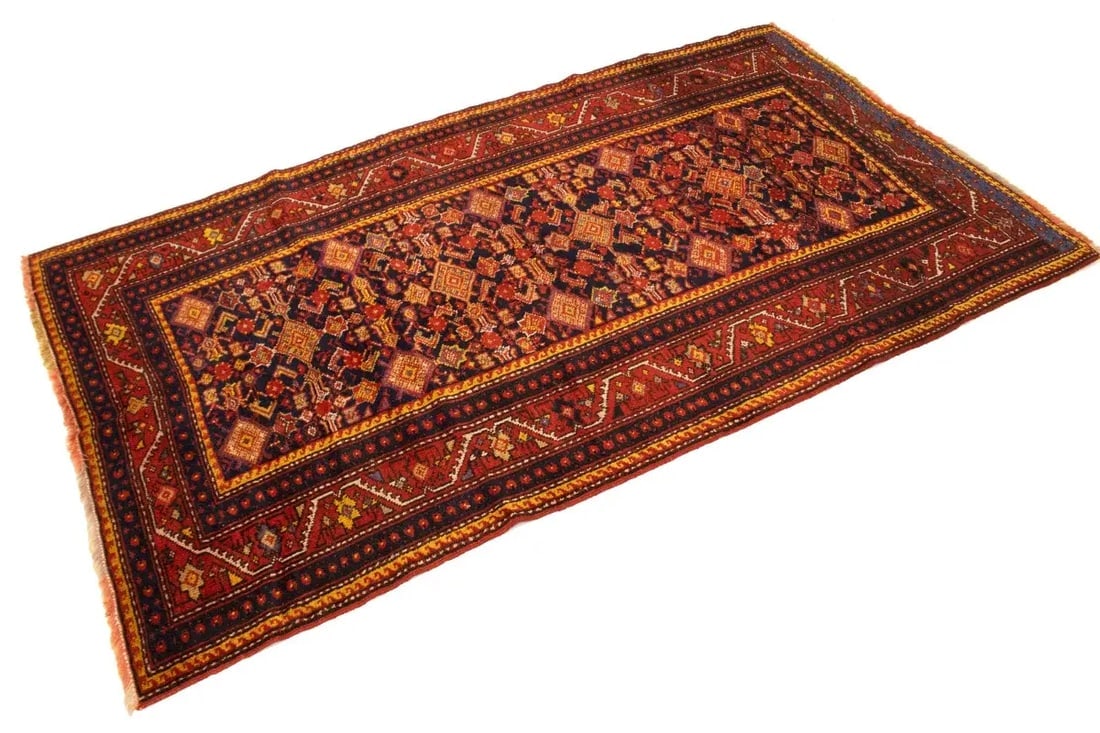 Semi Antique Red Tribal 4X7 Shirvan Persian Rug - 4