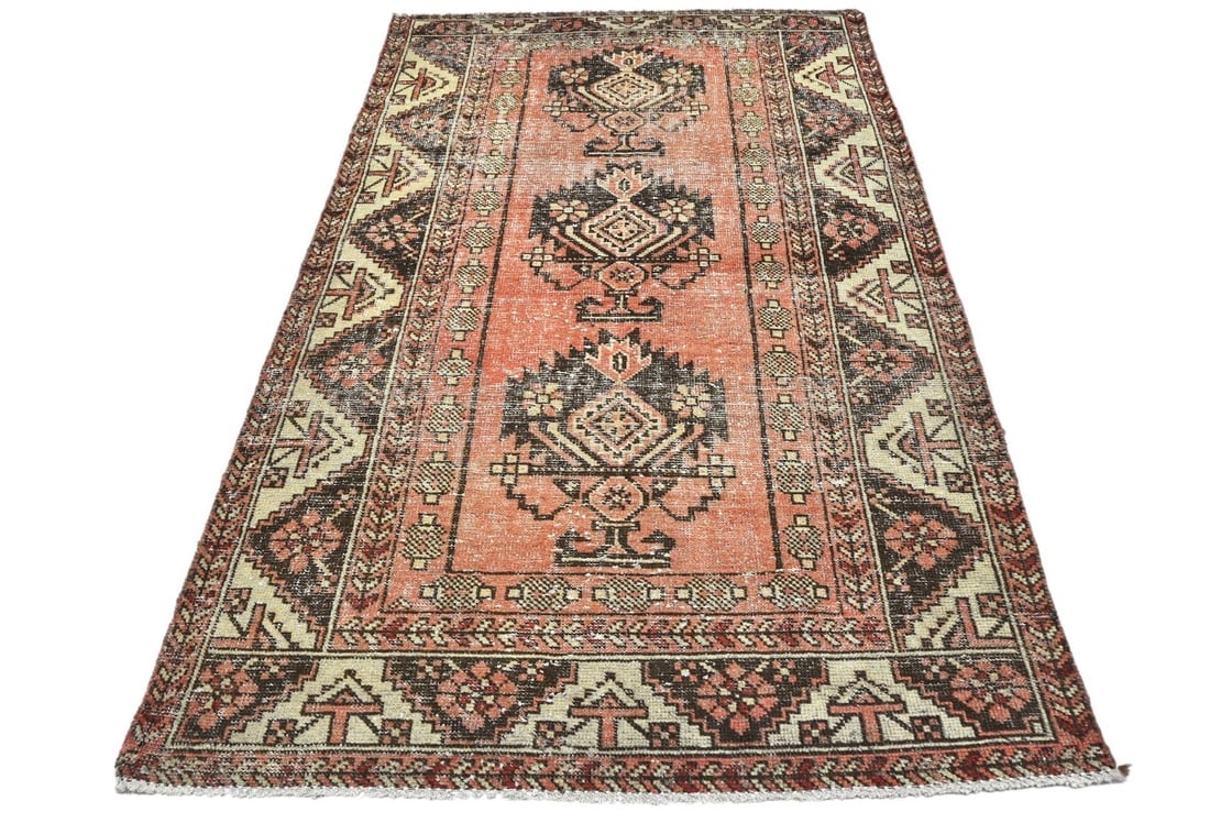 Antique Muted Tribal 4X6'5 Distressed Vintage Oriental Rug - 3