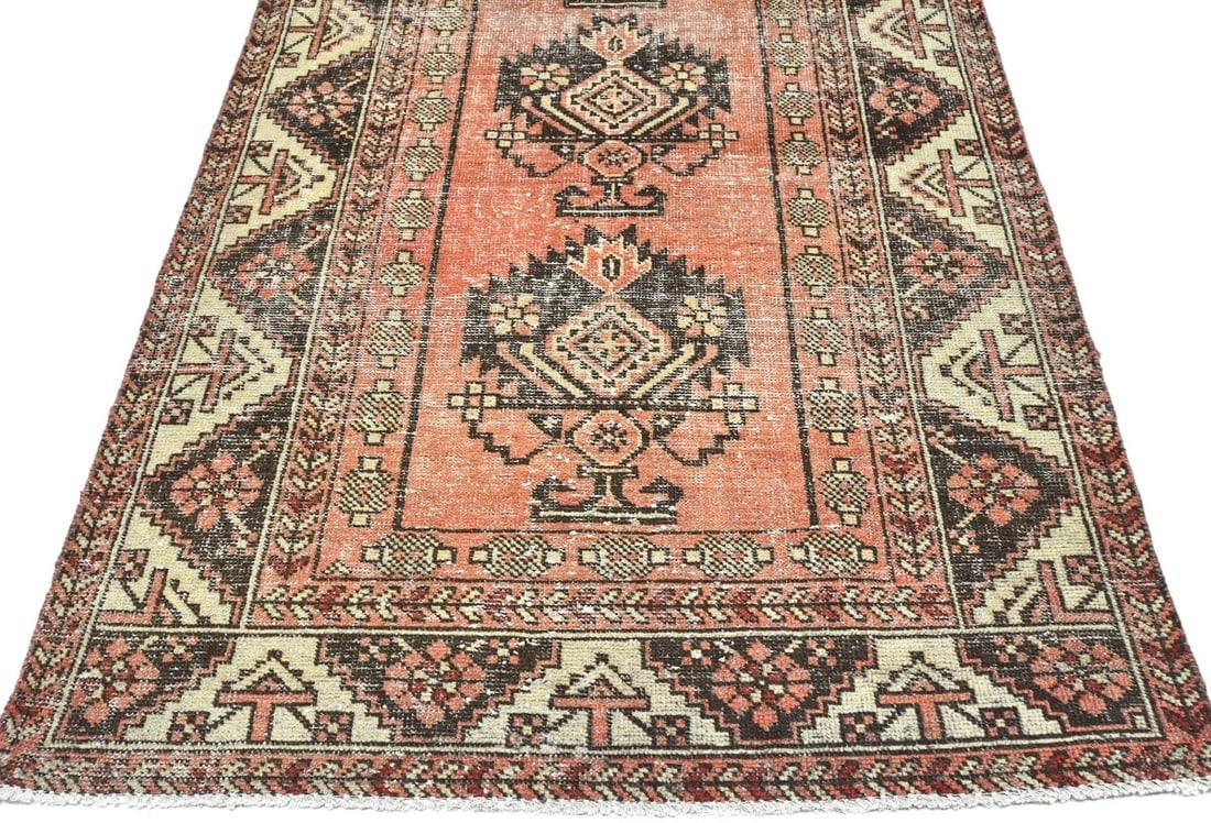 Antique Muted Tribal 4X6'5 Distressed Vintage Oriental Rug - 4
