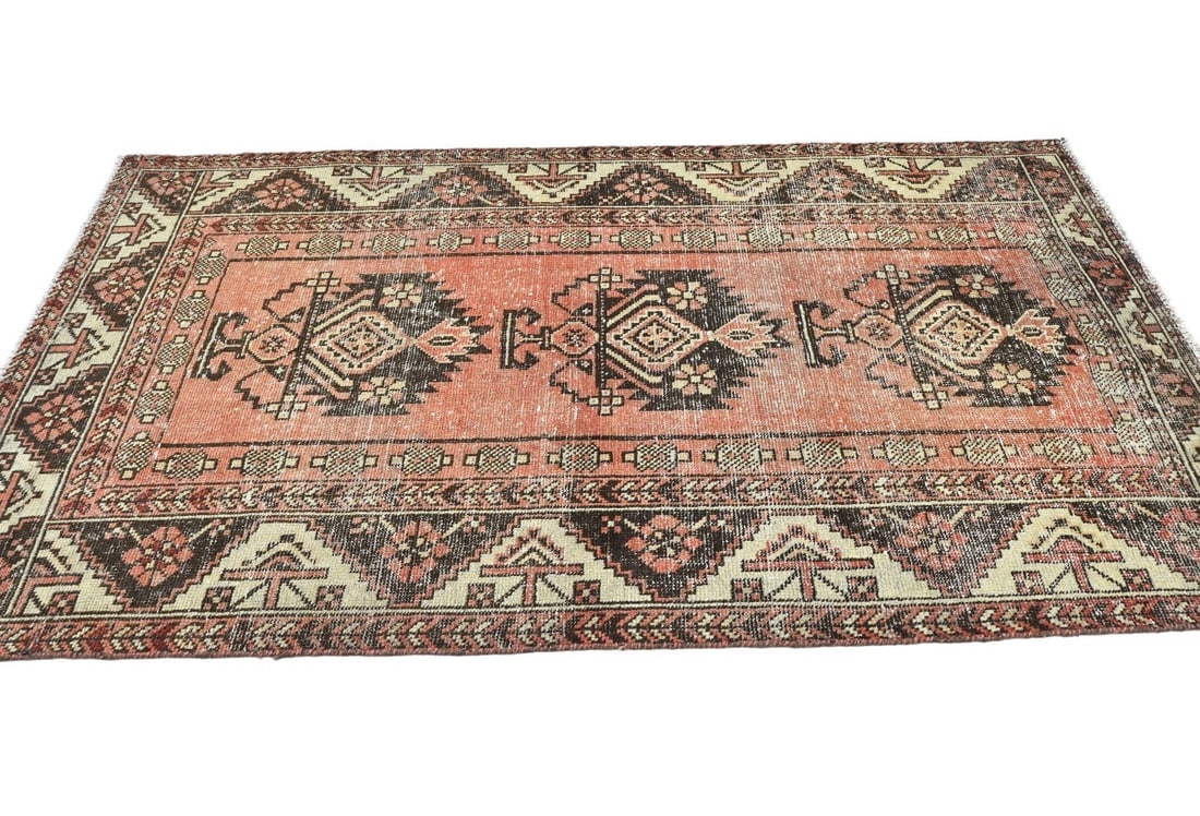 Antique Muted Tribal 4X6'5 Distressed Vintage Oriental Rug - 7