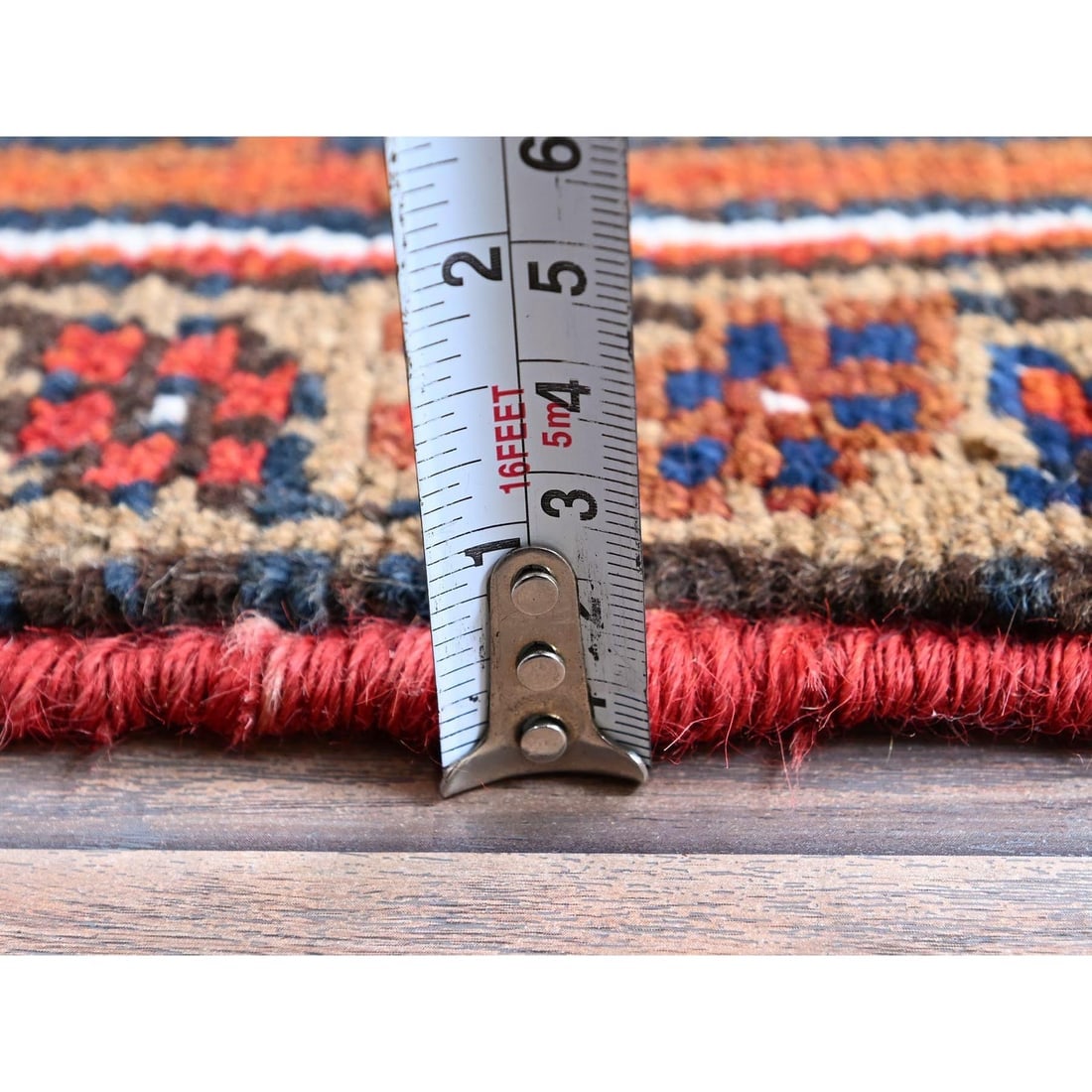Vivid Orange Vintage Persian Heriz Hand Knotted Pure Wool Oriental Rug - 11