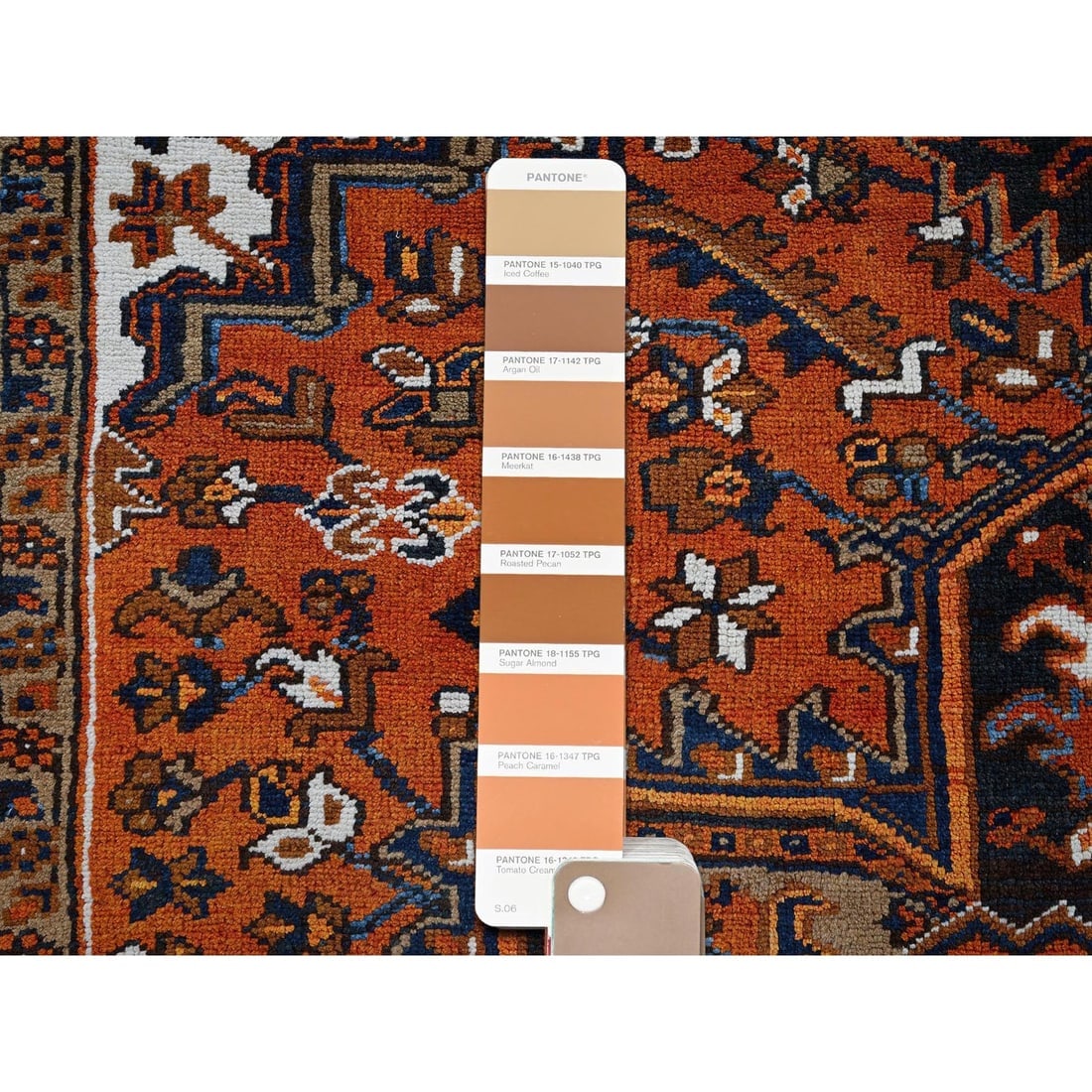 Vivid Orange Vintage Persian Heriz Hand Knotted Pure Wool Oriental Rug - 8