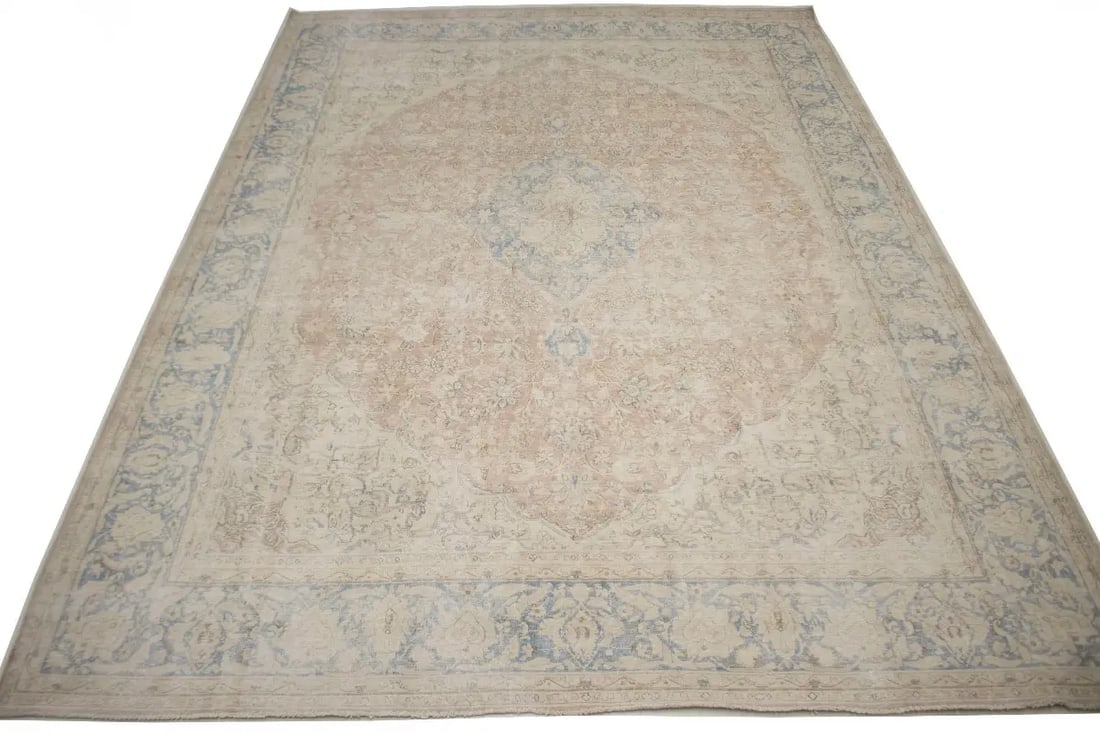 Antique Muted Traditional Floral 10X13 Kerman Persian Rug (1 of 9)