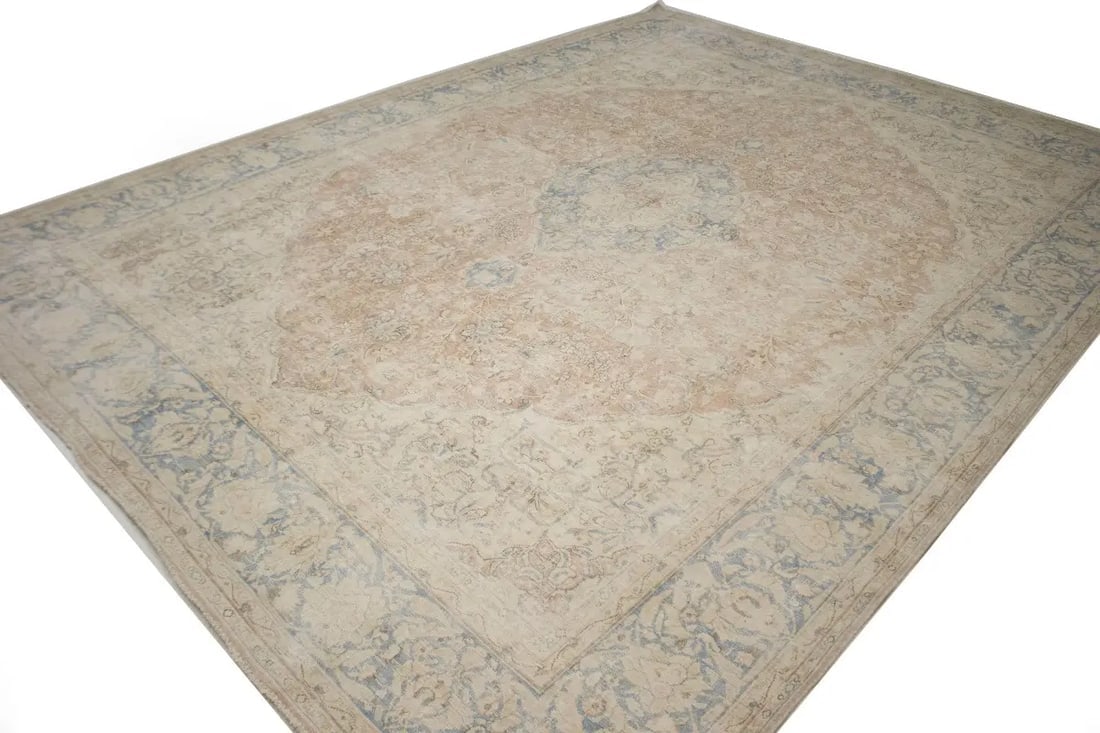 Antique Muted Traditional Floral 10X13 Kerman Persian Rug - 4