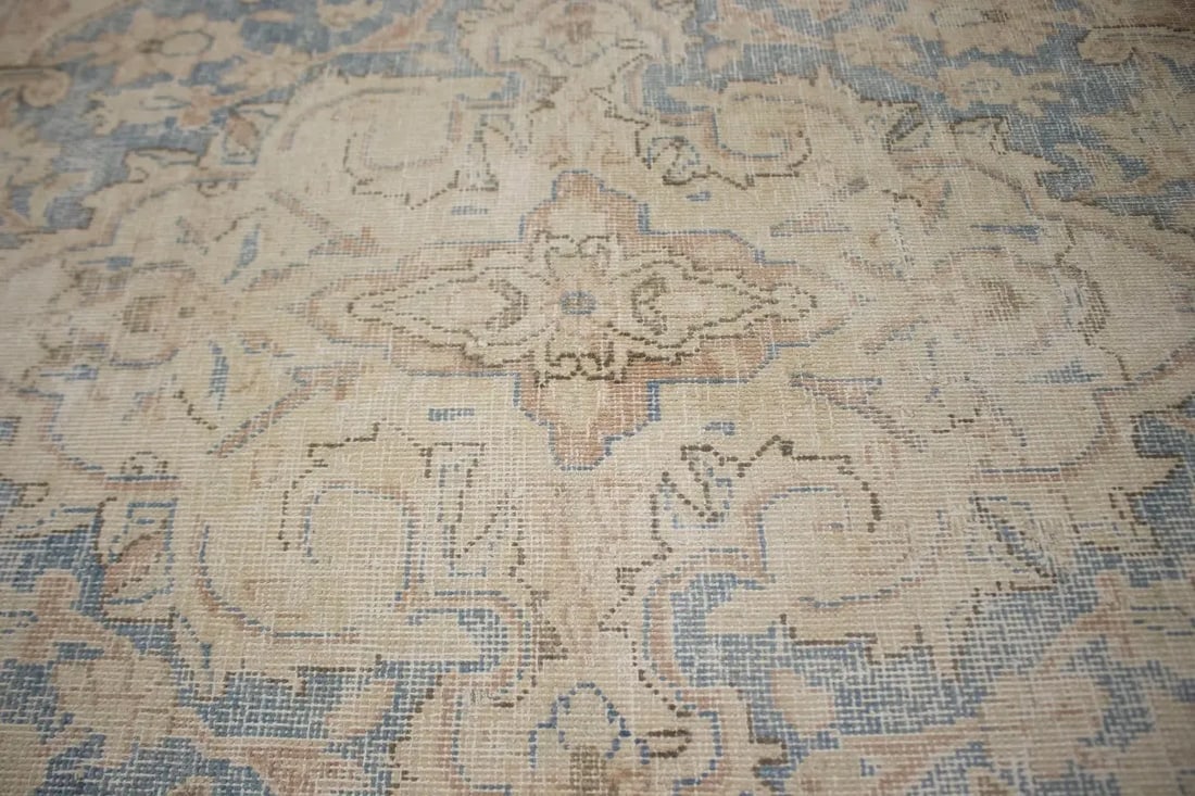 Antique Muted Traditional Floral 10X13 Kerman Persian Rug - 7