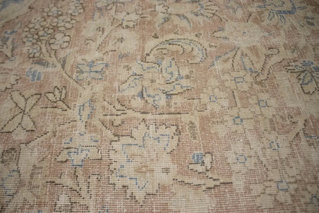 Antique Muted Traditional Floral 10X13 Kerman Persian Rug - 9