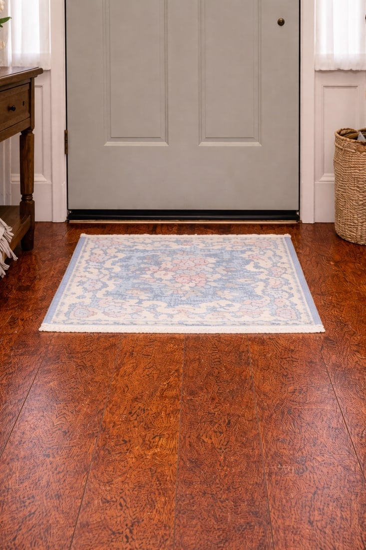 Antique Muted Navy Floral 1'7X2 Distressed Vintage Oriental Rug - 2