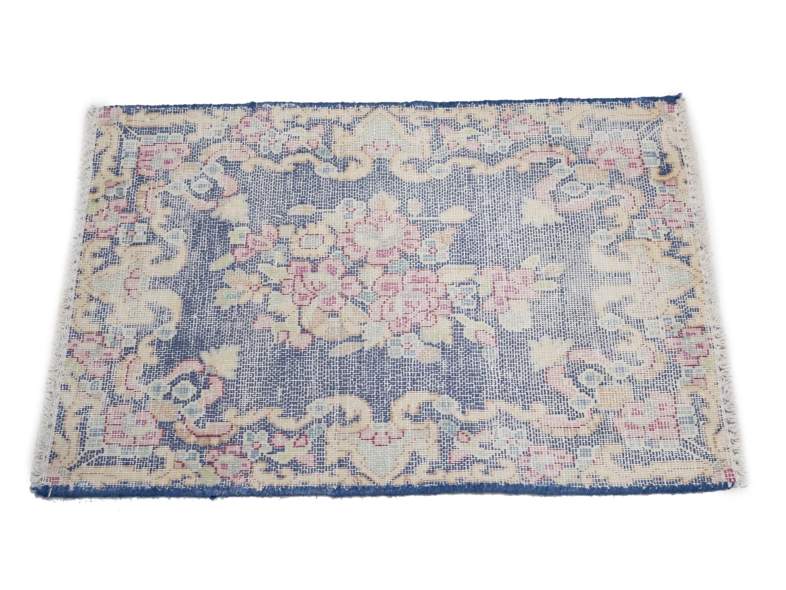Antique Muted Navy Floral 1'7X2 Distressed Vintage Oriental Rug - 4