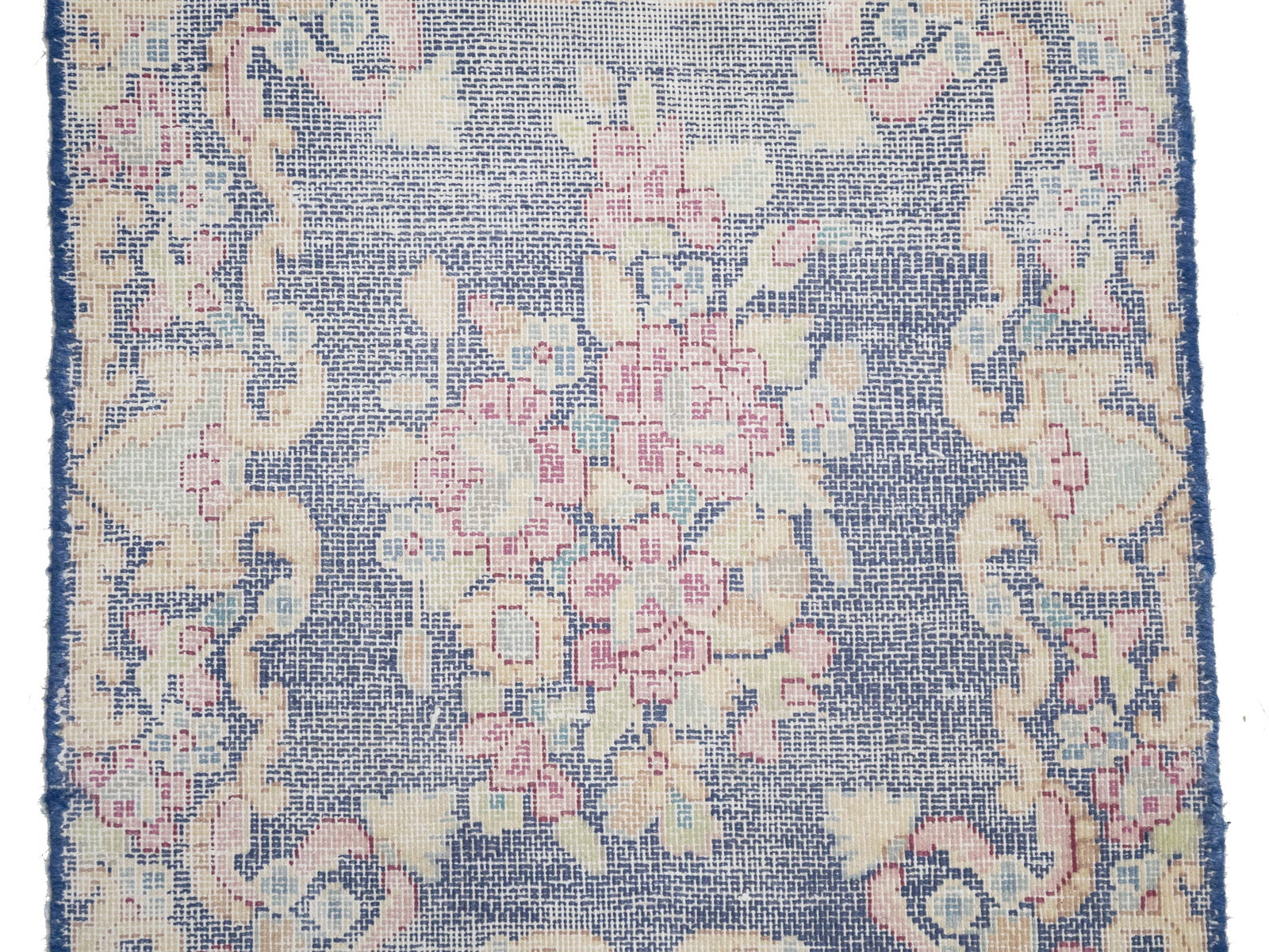 Antique Muted Navy Floral 1'7X2 Distressed Vintage Oriental Rug - 7