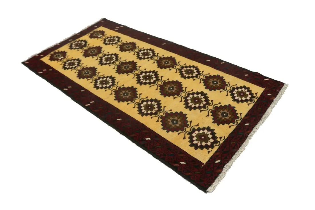 Vintage Vanilla Cream Tribal 3X6 Balouch Persian Rug - 11