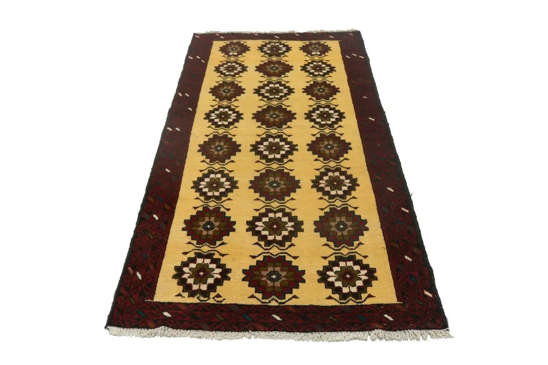 Vintage Vanilla Cream Tribal 3X6 Balouch Persian Rug - 12
