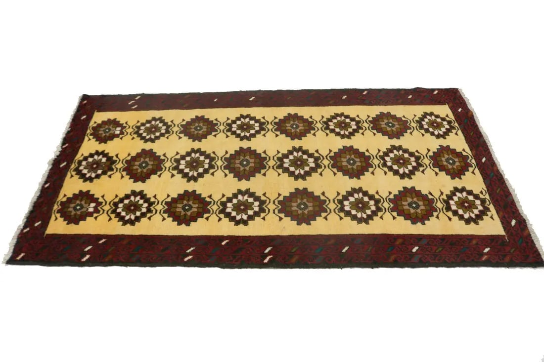 Vintage Vanilla Cream Tribal 3X6 Balouch Persian Rug - 6