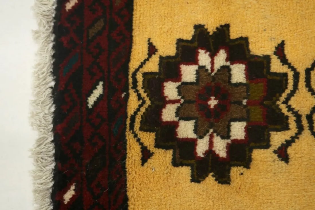 Vintage Vanilla Cream Tribal 3X6 Balouch Persian Rug - 9