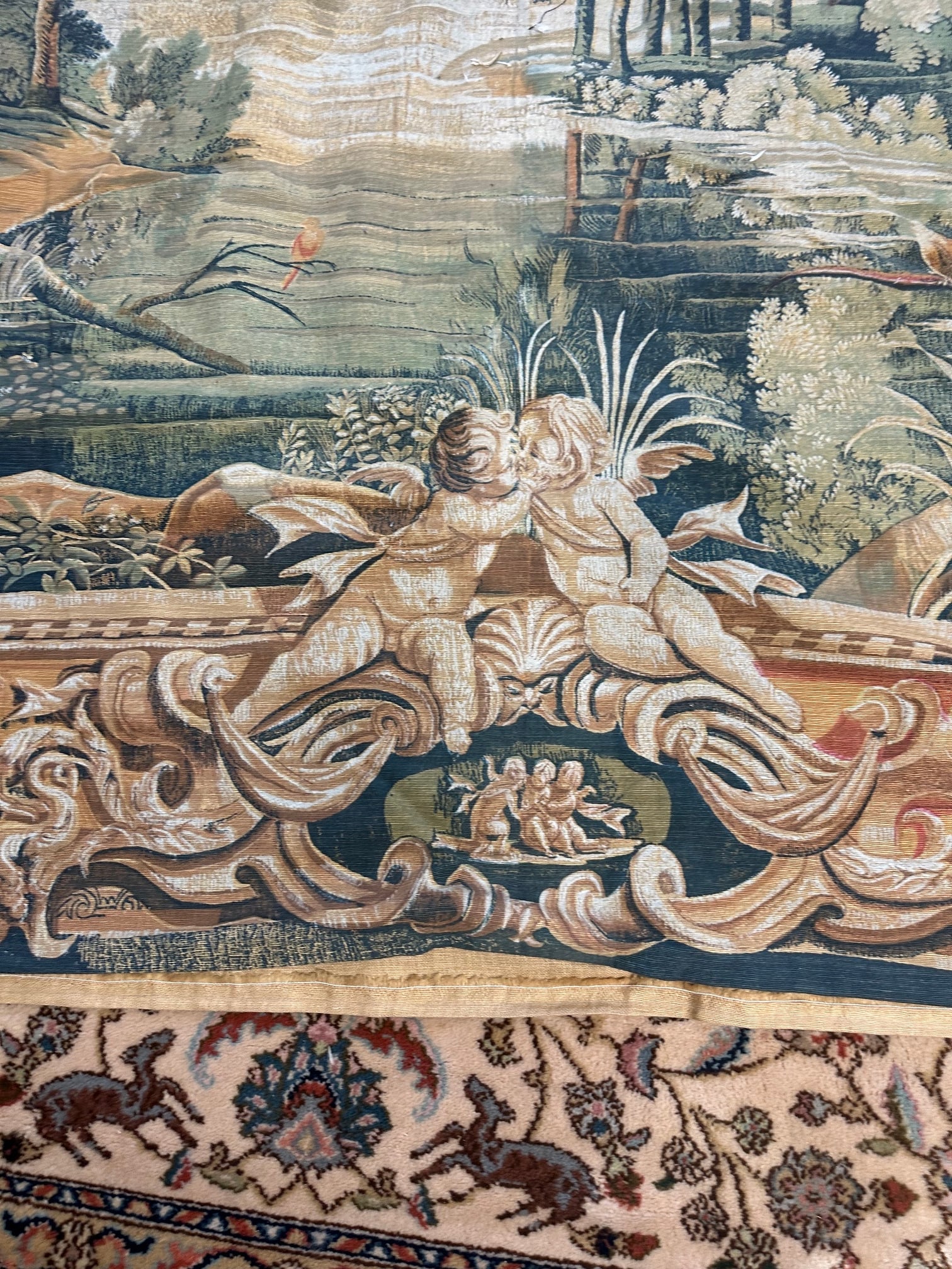 Vintage French Tapestry Stunning Pictorial Wall Decor Tapestry 6.6x9.2 ft. - 2