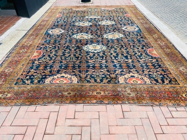 Antique Persian large size Sultanabad Rug-3095: Title:Antique Persian large size Sultanabad Rug-3095 Description:An antique Persian Sultanabad Mahal, from centarl persia, size 11 ft. 8 inches by 17 ft. 7 inches, circa 1910, with all over design on 