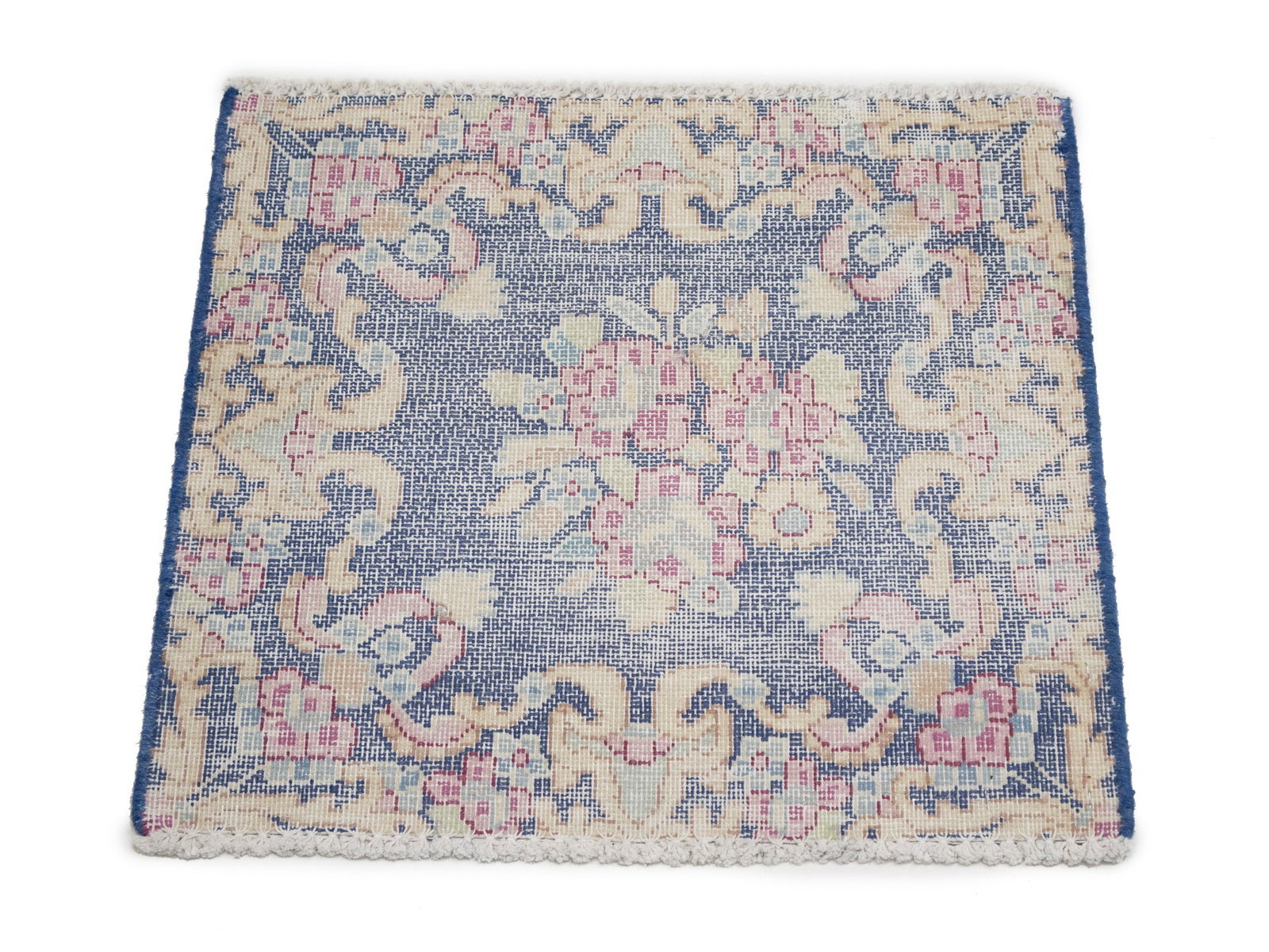 Antique Muted Floral 1'6X1'7 Distressed Vintage Oriental Square Rug - 3