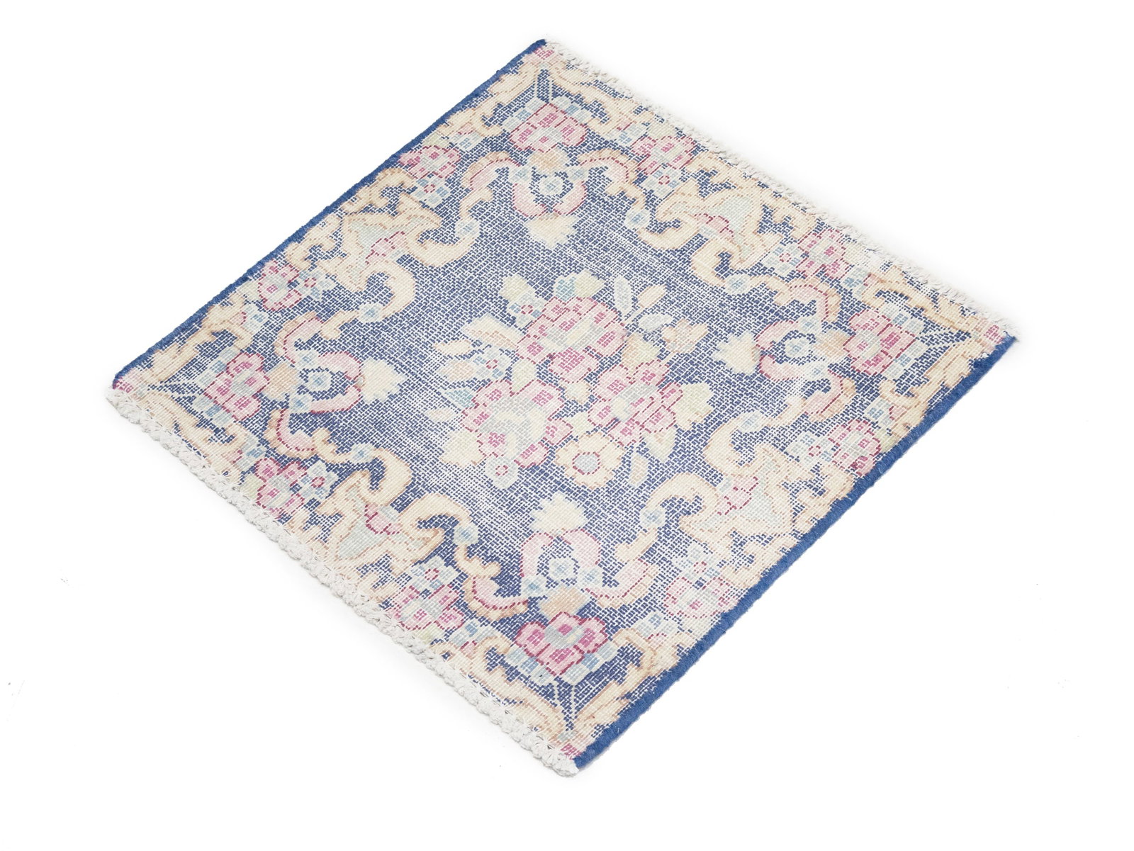 Antique Muted Floral 1'6X1'7 Distressed Vintage Oriental Square Rug - 4