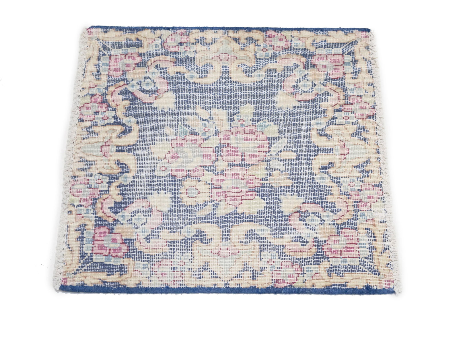 Antique Muted Floral 1'6X1'7 Distressed Vintage Oriental Square Rug - 5
