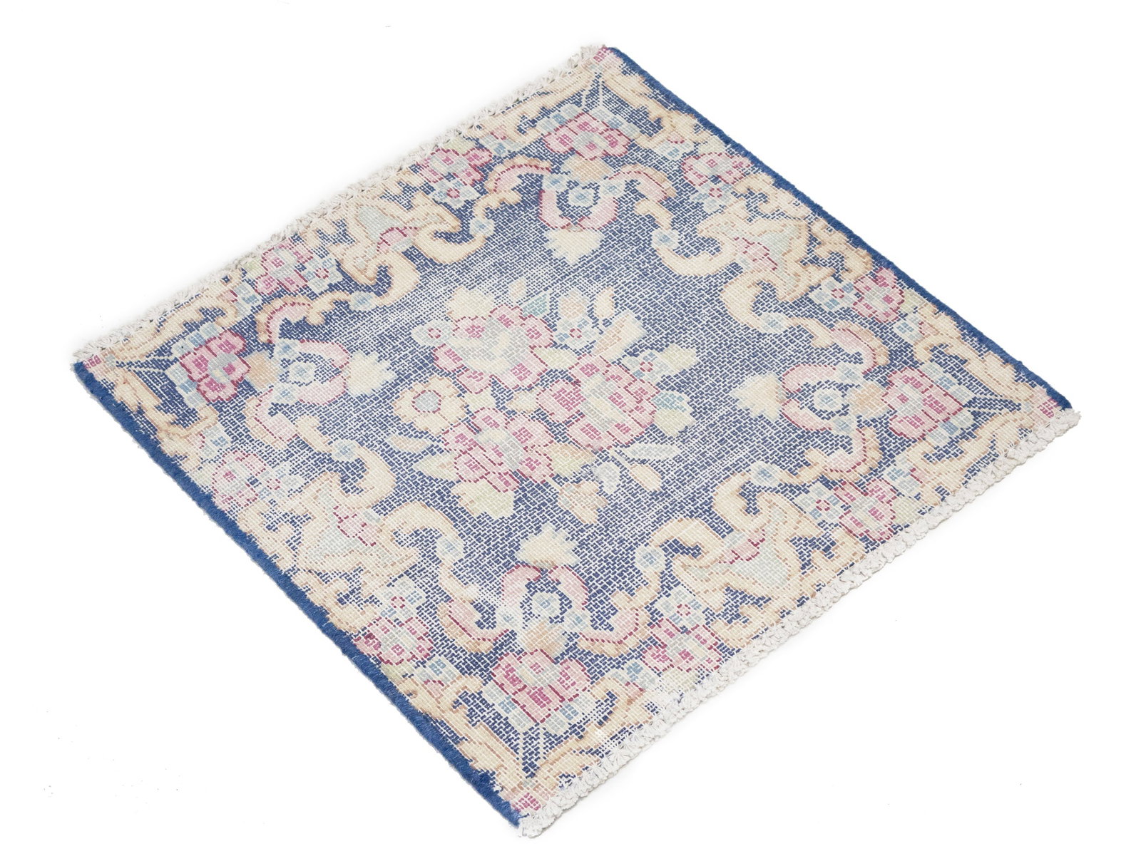Antique Muted Floral 1'6X1'7 Distressed Vintage Oriental Square Rug - 6