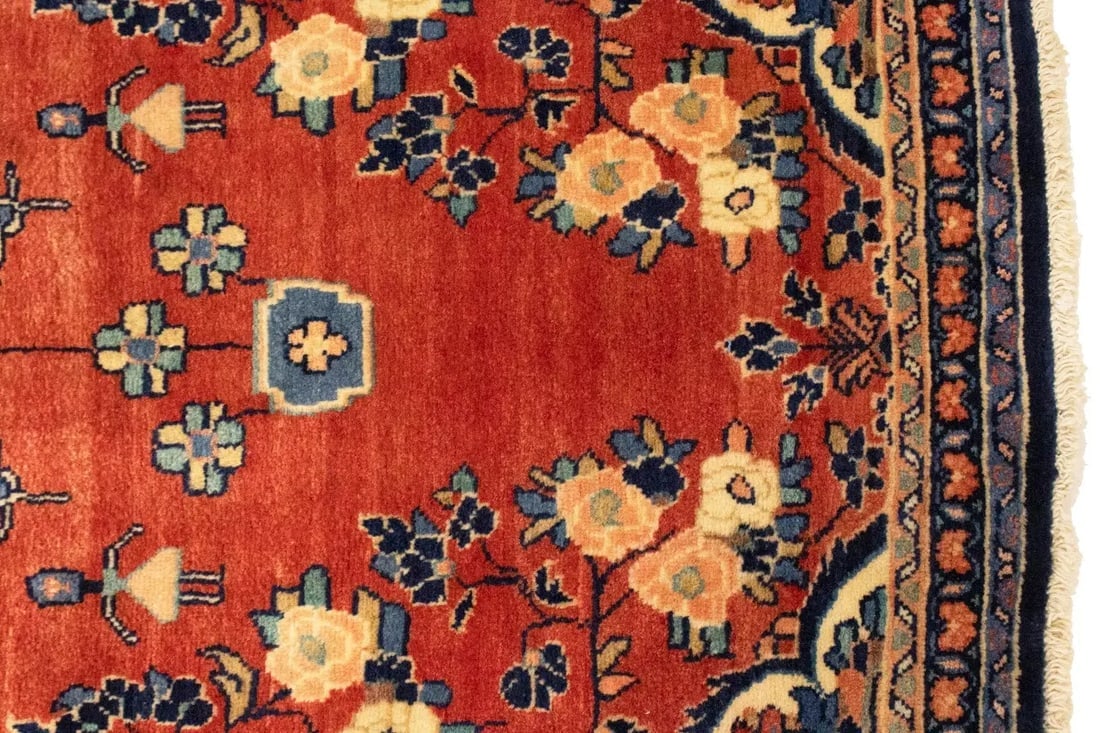 Semi Antique Red Tribal 4X10 Hamedan Persian Rug - 10