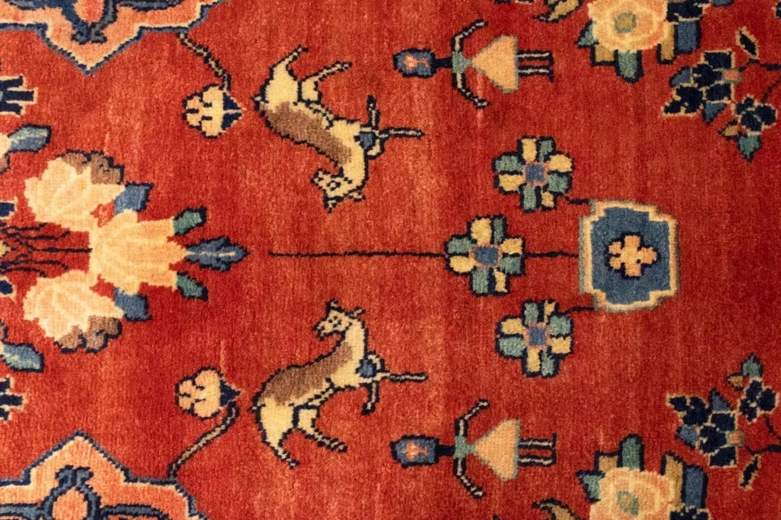 Semi Antique Red Tribal 4X10 Hamedan Persian Rug - 12