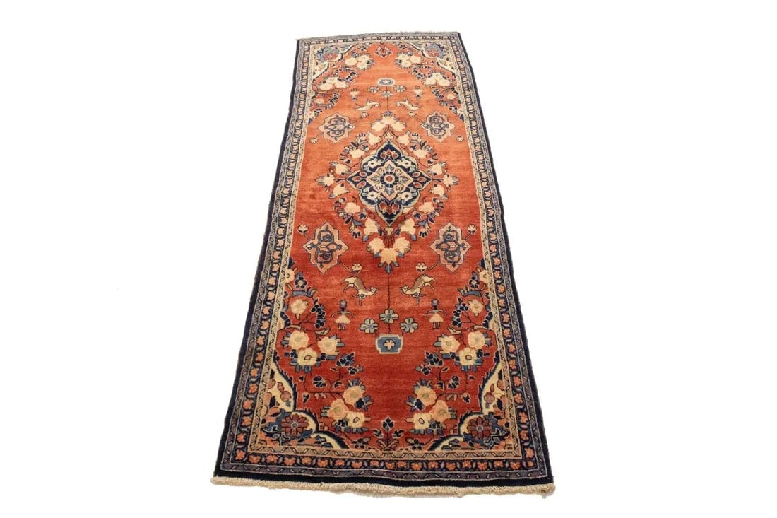 Semi Antique Red Tribal 4X10 Hamedan Persian Rug - 3