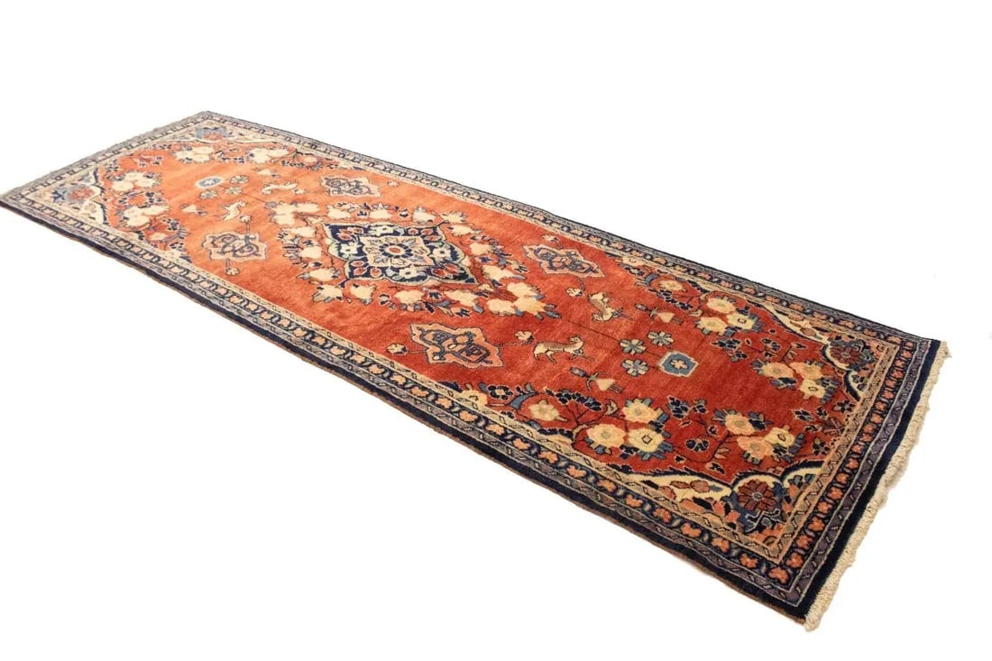 Semi Antique Red Tribal 4X10 Hamedan Persian Rug - 4