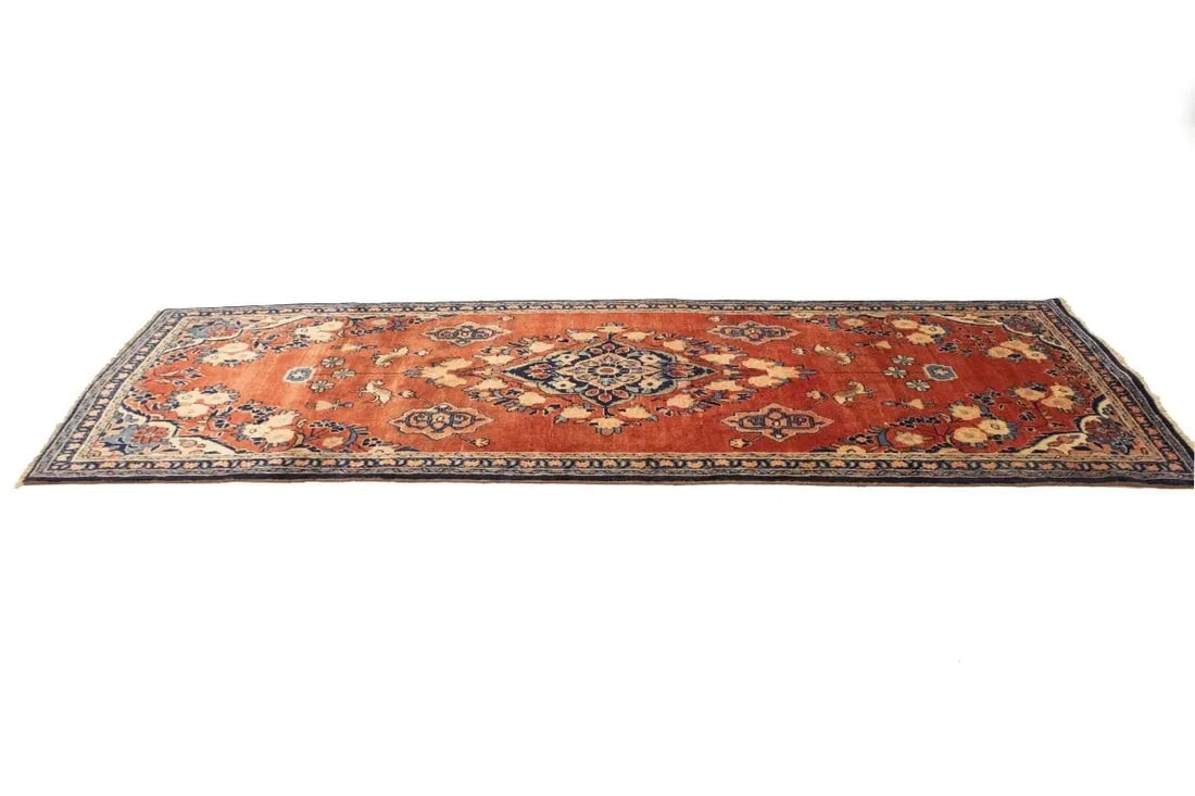 Semi Antique Red Tribal 4X10 Hamedan Persian Rug - 6