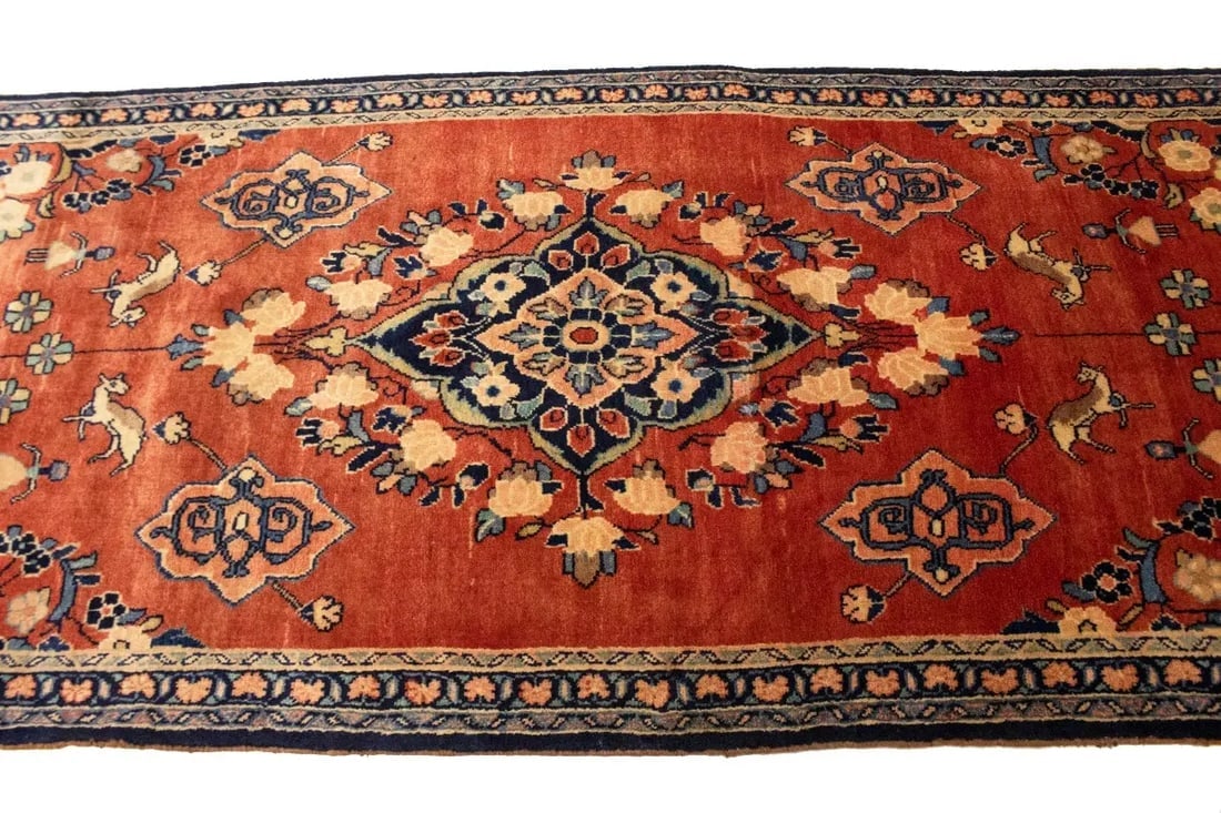 Semi Antique Red Tribal 4X10 Hamedan Persian Rug - 7