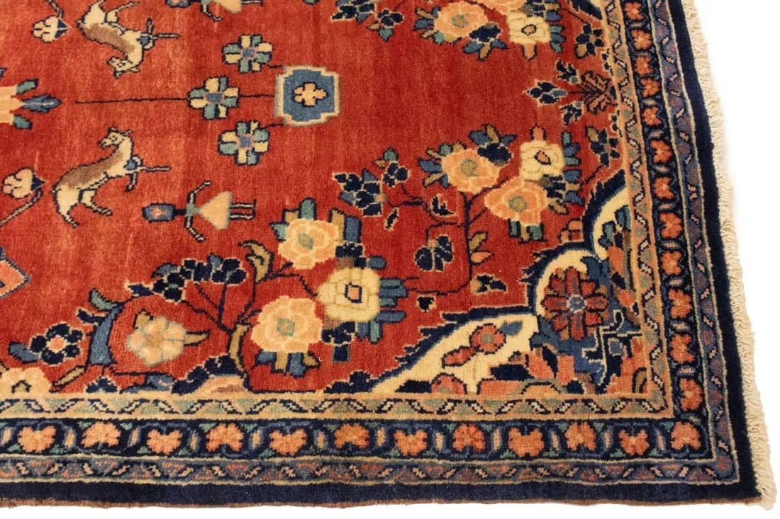 Semi Antique Red Tribal 4X10 Hamedan Persian Rug - 9