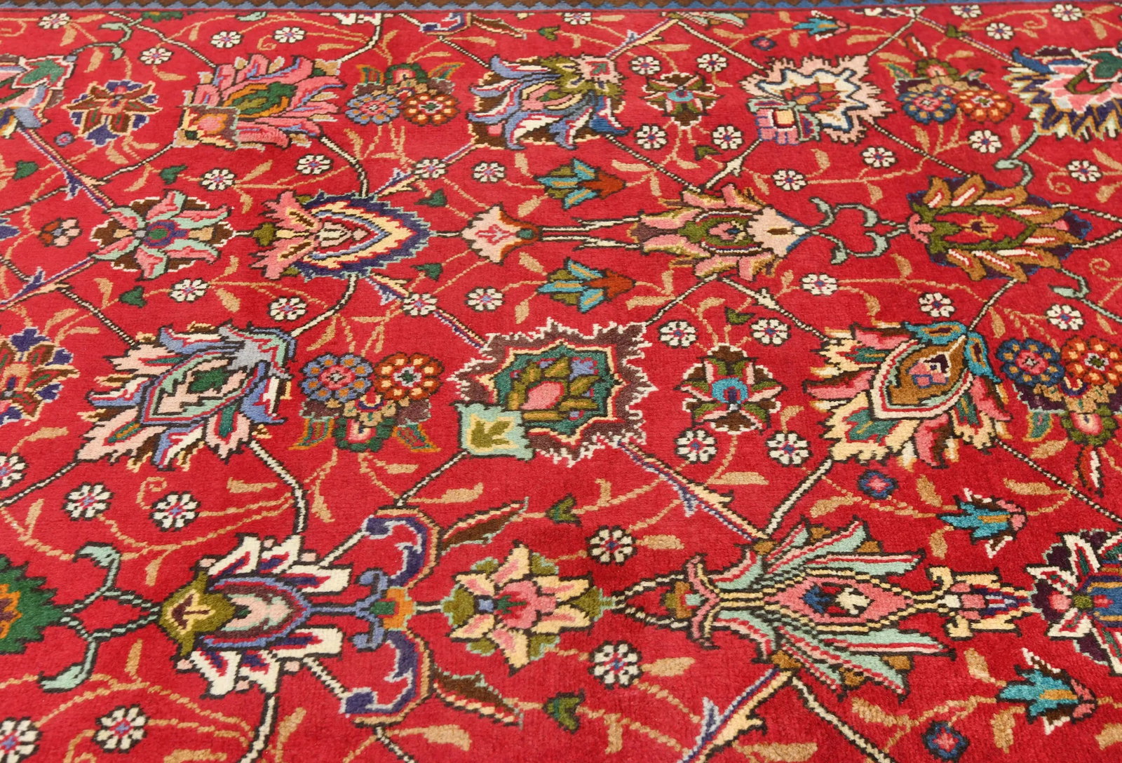Vintage Red FloralTraditional 9'7X12'6 Tabriz Persian Rug - 7
