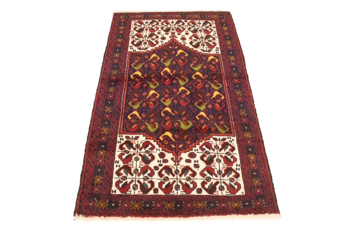 Vintage Red Tribal 3'2X5'4 Balouch Persian Rug - 13