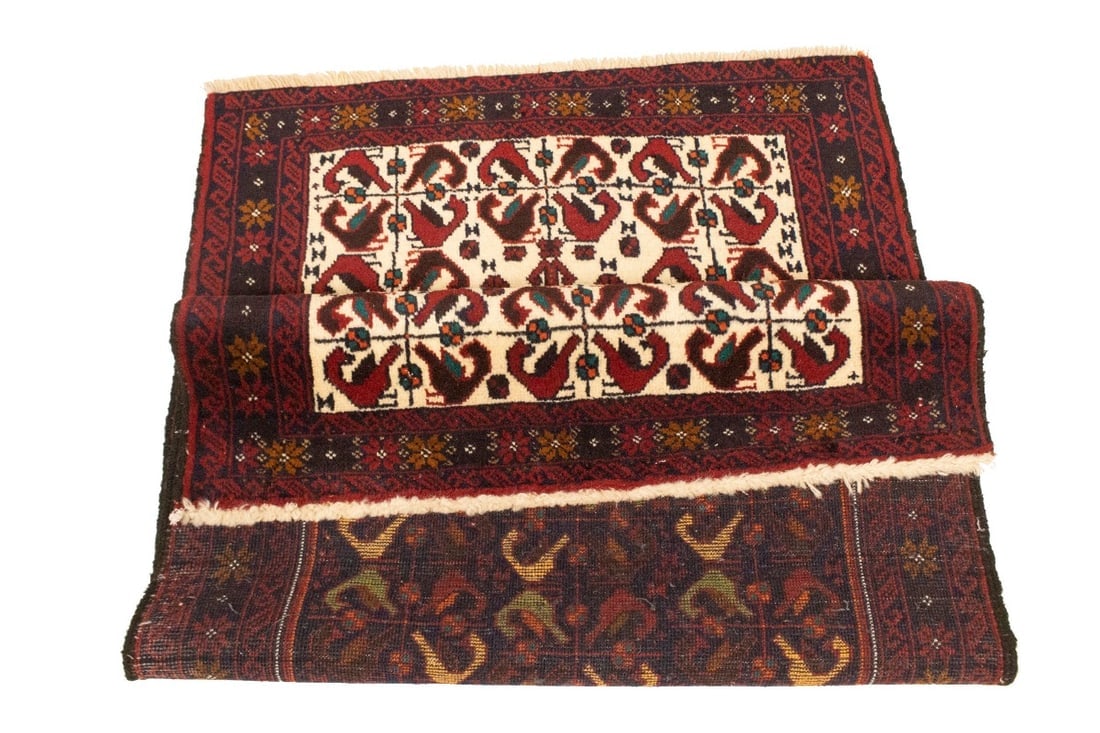 Vintage Red Tribal 3'2X5'4 Balouch Persian Rug - 16