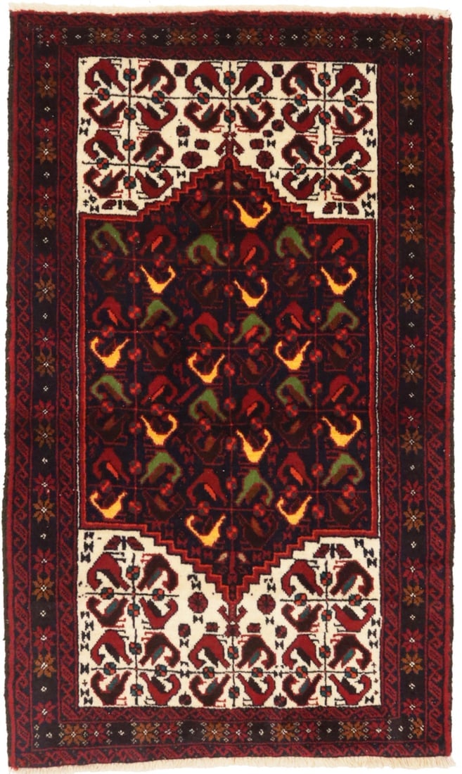 Vintage Red Tribal 3'2X5'4 Balouch Persian Rug (1 of 17)